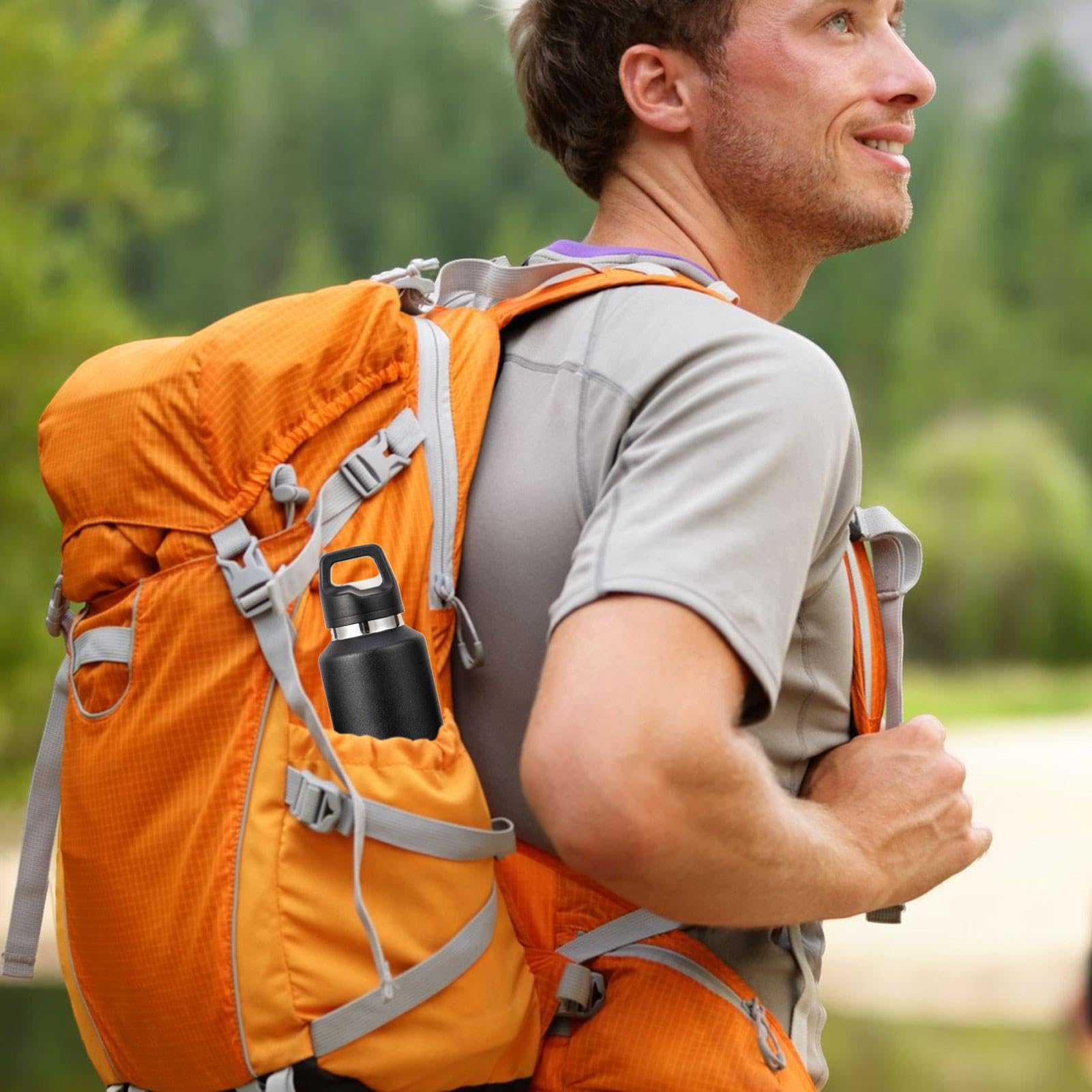 Borraccia in Metallo 600ml Acciaio Inossidabile con Apertura Facile | Borraccia Termica Isolata per Bevande per Sport Viaggio Ciclismo Escursionismo Ufficio Casa Palestra Tè Caffè Latte