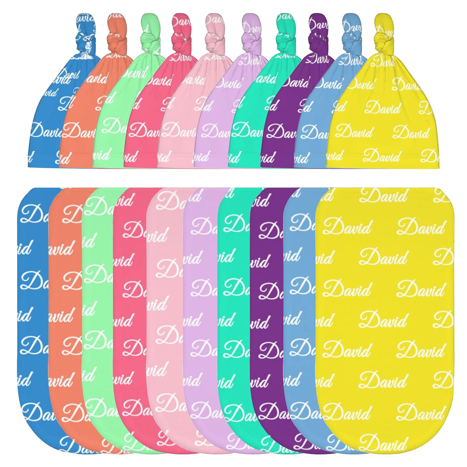 SeeWeLovePersonalized Custom Baby Blanket and Hat with Name - Babies Colorful Blankets Nursery Soft Customized Newborn Swaddle Blanket Personalized Baby Gifts Newborns,Infants