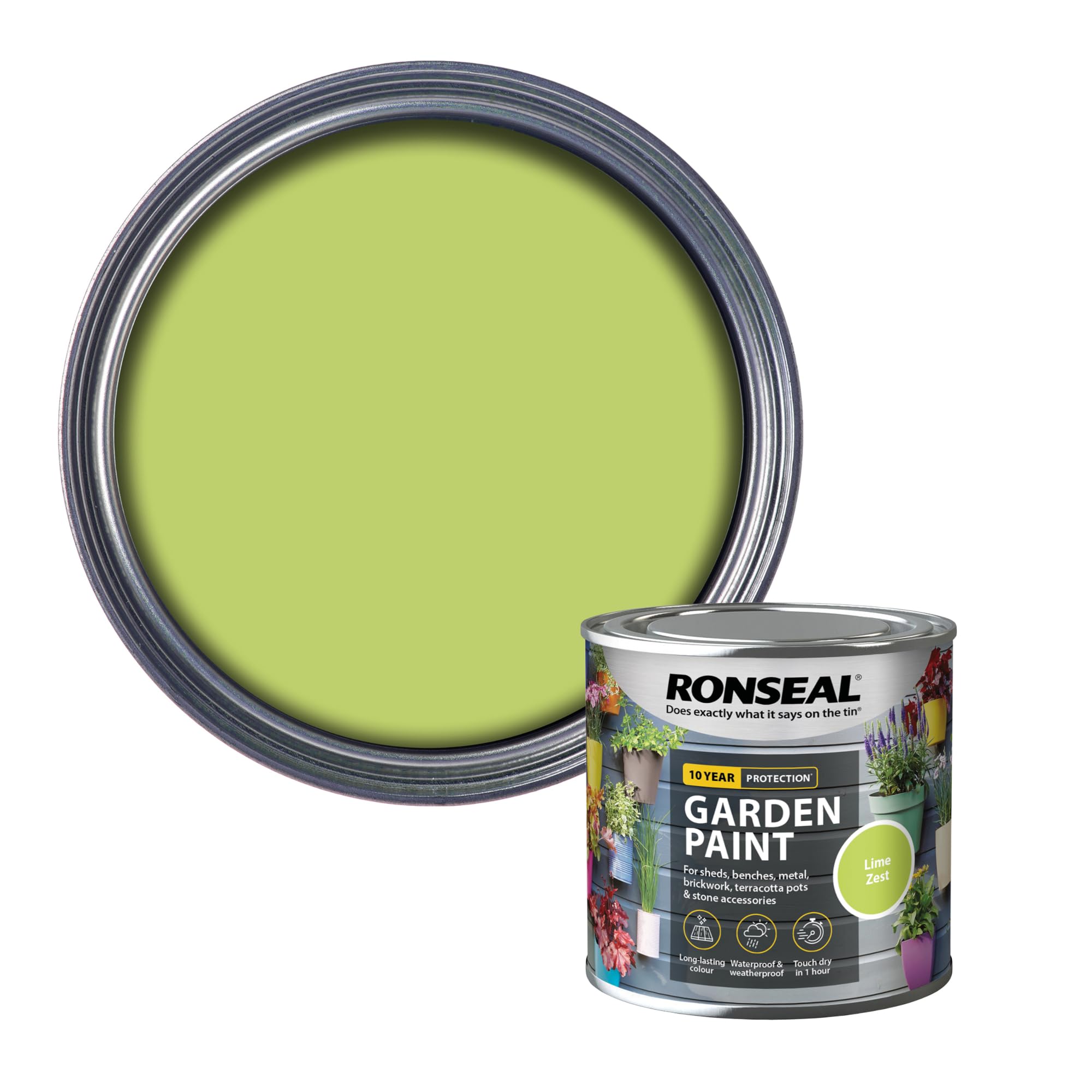 Ronseal RSLGPLZ250 GPLZ250 Garden Paint Lime Zest 250ml, 250 ml