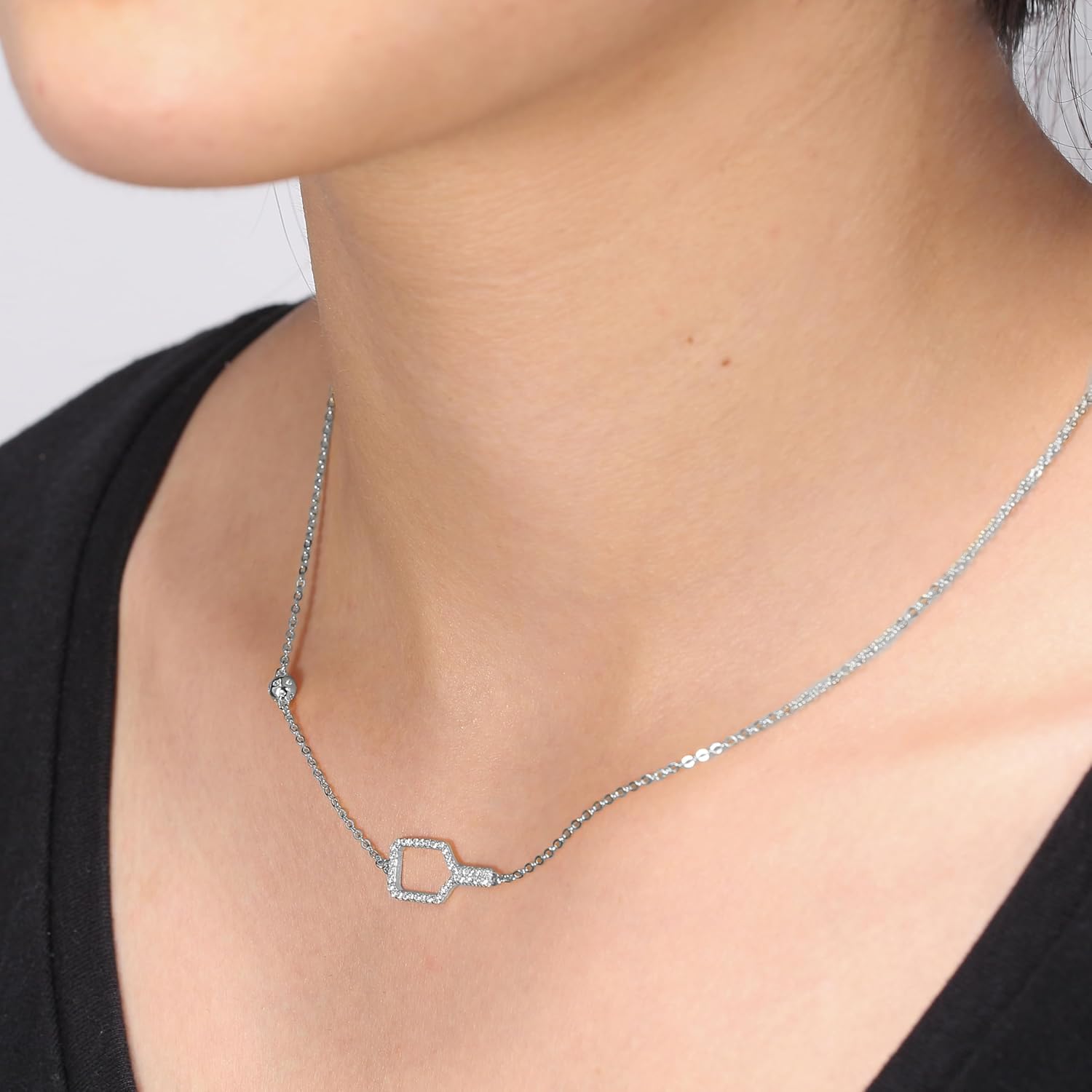 Bella Bling Pickleball Paddle Necklace - 925 Sterling Silver Necklace for Women | Gift for Her, Present For Birthday, Valentine's day, Wedding Anniversary and Christmas Gifts for Pickleball Lovers