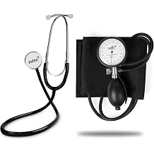 Pulox Aneroid Sphygmomanometer & Flat Head Stethoscope Set with Bag Professional aneroid blood pressure monitor manual with flat head stethoscope practical kit with case
