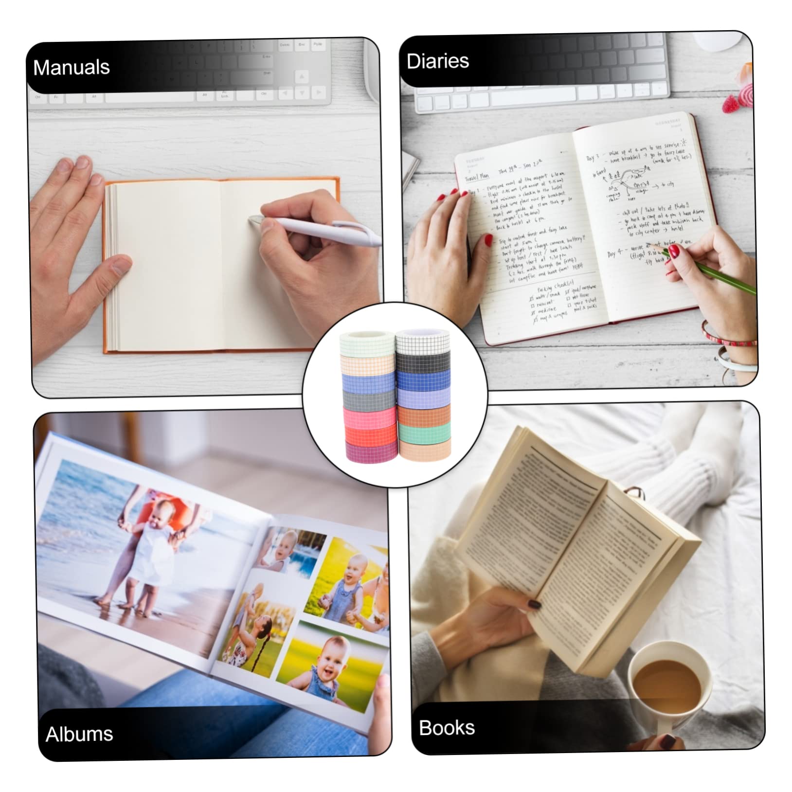 Ciieeo 28 Nastro Decorativo Autoadesivo Con Motivo Di Washi Tape Per Scrapbooking e Decorazioni Creative Stile Misto