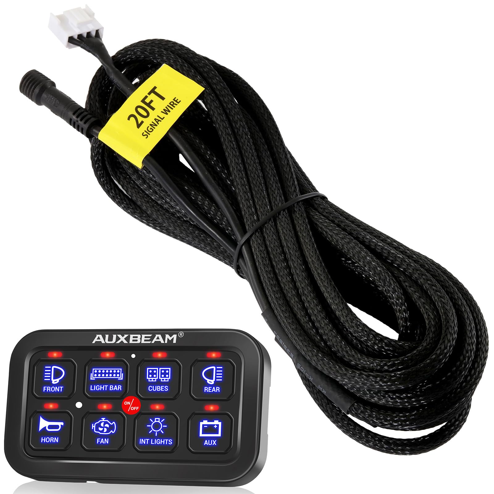 Auxbeam 6.2m/20FT Extension Wiring Harness for 8 Gang Switch Panel Controller Box, Switch Controller Extended Wire Line, Only fit BA80/GA80/AR-800/RA80 XL