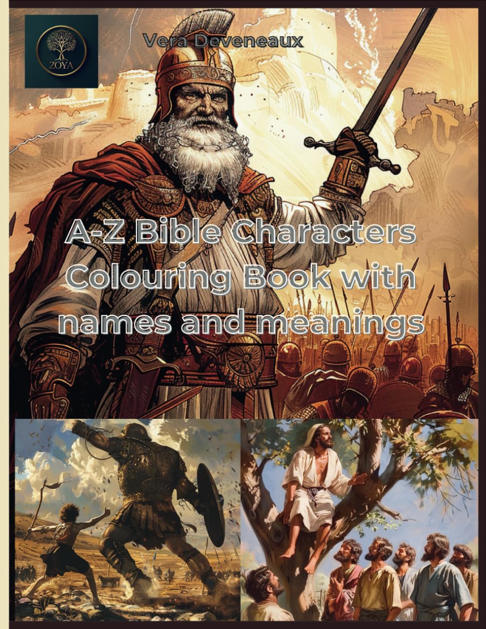 A-Z Bible Characters Colouring Book with names and meanings