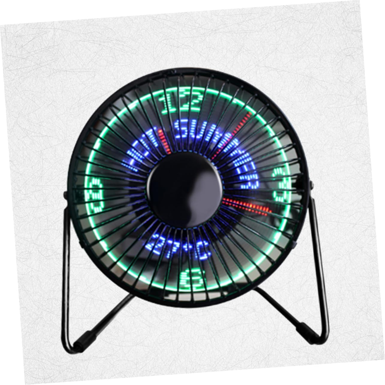 ABOOFAN 2pcs Desk Display Build Portable Clock Mini LED with Temperature USB Metal Calendar Cooling Message Home Small for Office Desktop and Fan in