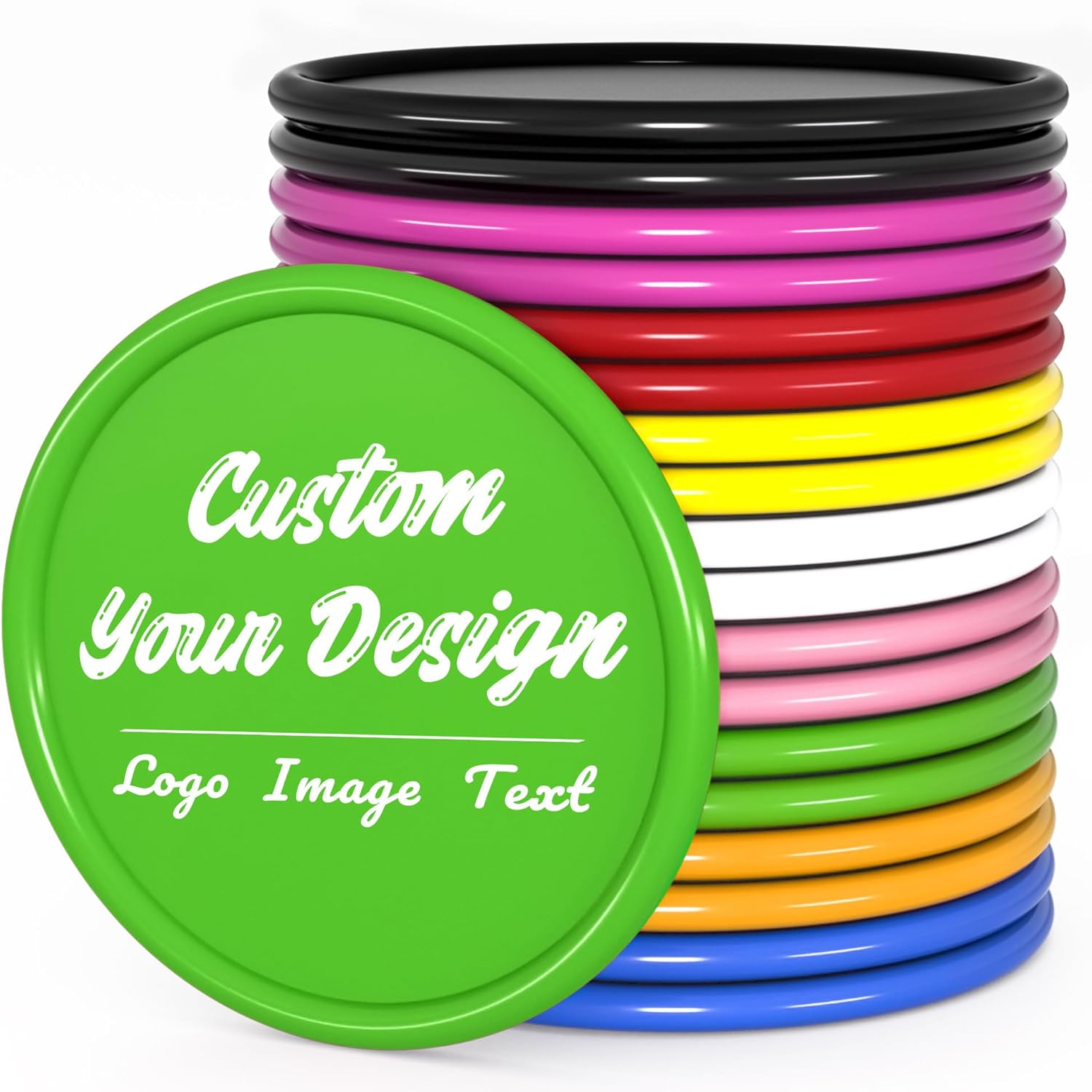 200-1000 Custom Poker Chips, Drink Token Chips Imprint Your Own Personal Logo, Text and Image for Bar, Party, Golf, Card Club, Promotion and Wedding Favors