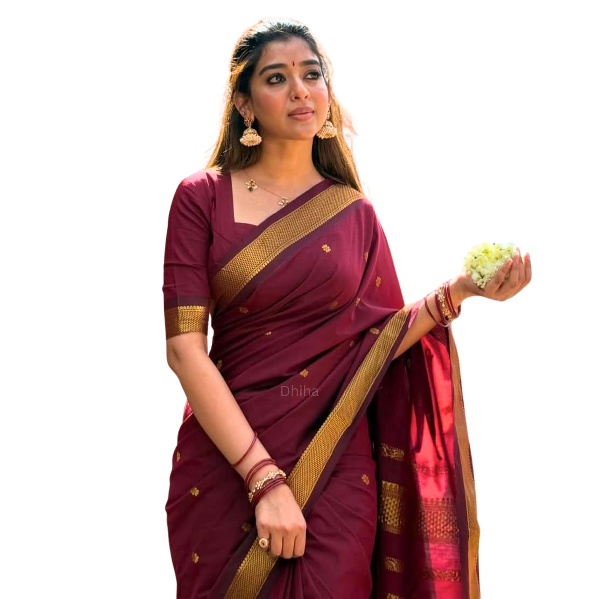 Lata Gadwal Cotton Saree for Women | Kalyani Cotton Saree with Zari Border Tassels & Blouse | Kanjivaram Linen Silk | Handloom Weave-image-47