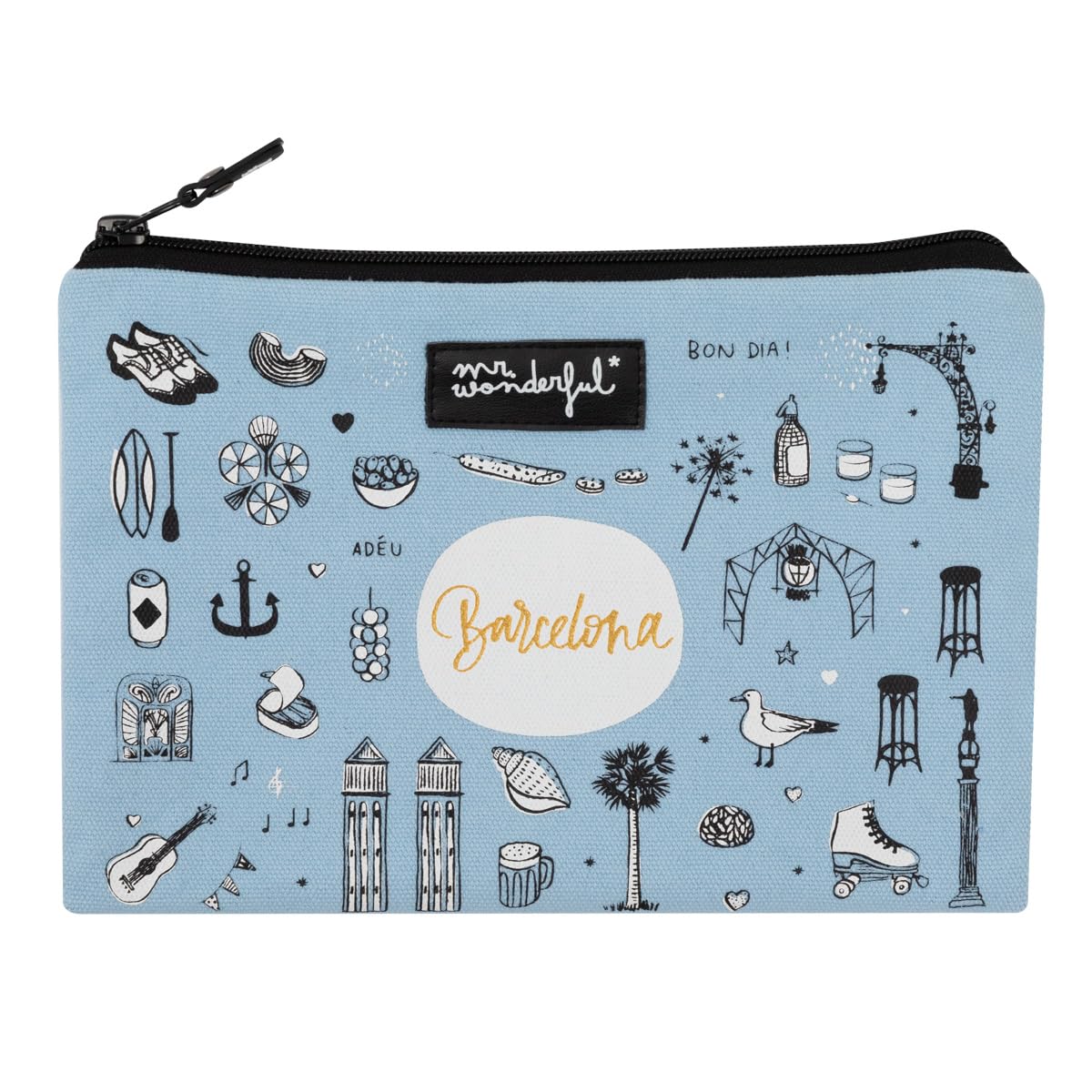Mr. Wonderful - Toiletry Bag - Barcelona - Travel Toiletry Bag - Zip Closure - Cotton Toiletry Bag, Multicoloured, Toiletry Bag