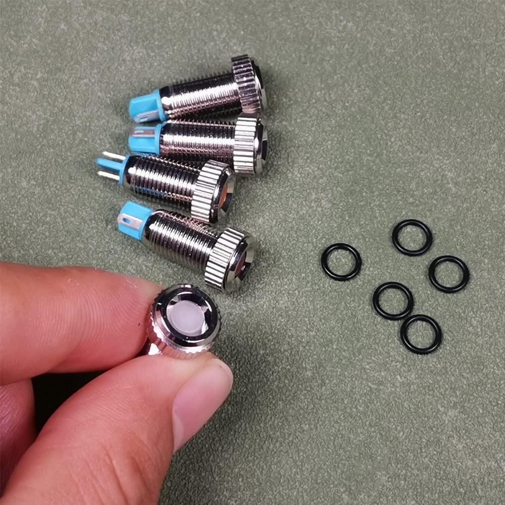 Spie LED Impermeabili Gebildet - 5 Pezzi, 8 Mm, 12-24V AC/DC, Blu, In Rame Nichelato - Foto 2