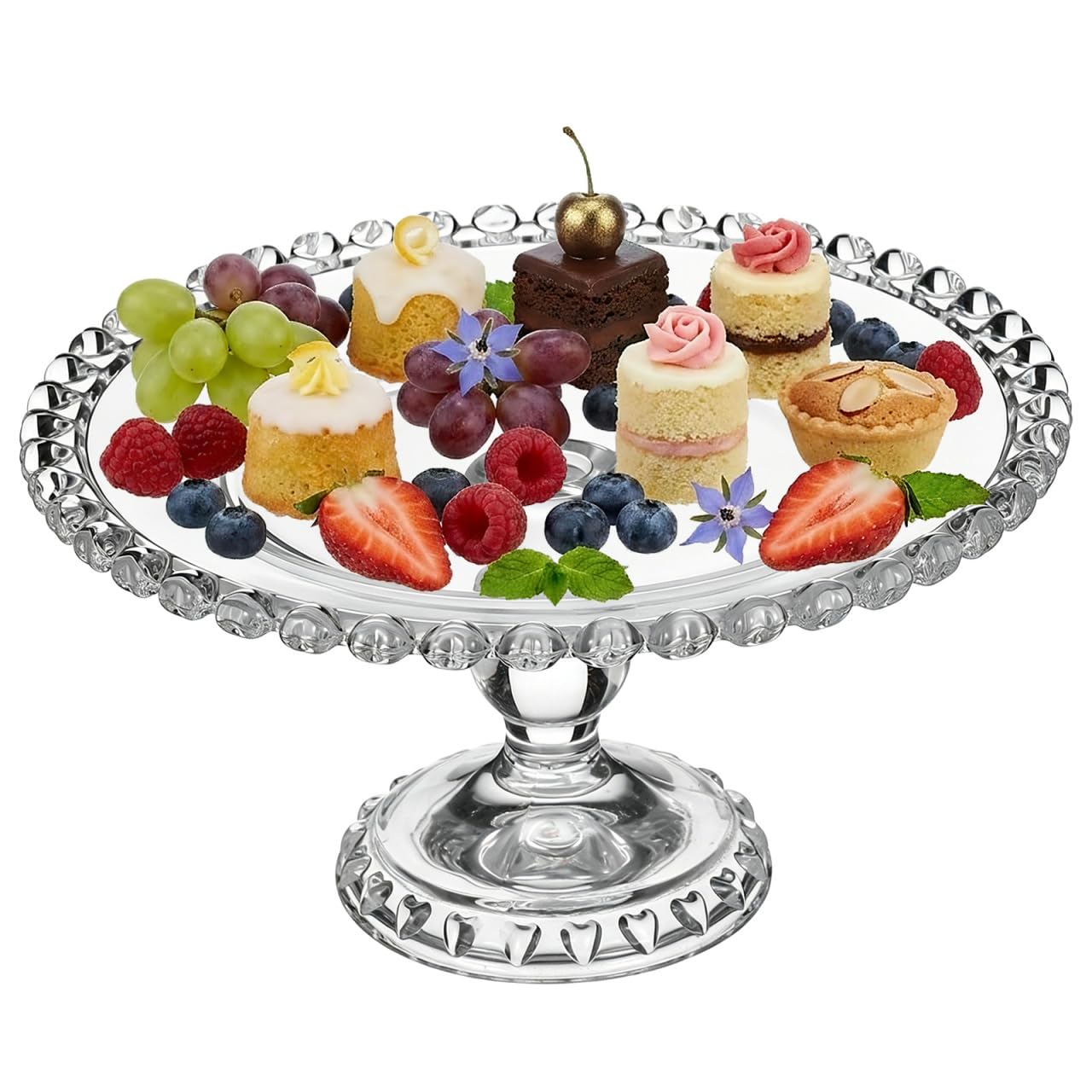 Bol à fruits OUNONA en verre rond avec plateau à gâteau de service