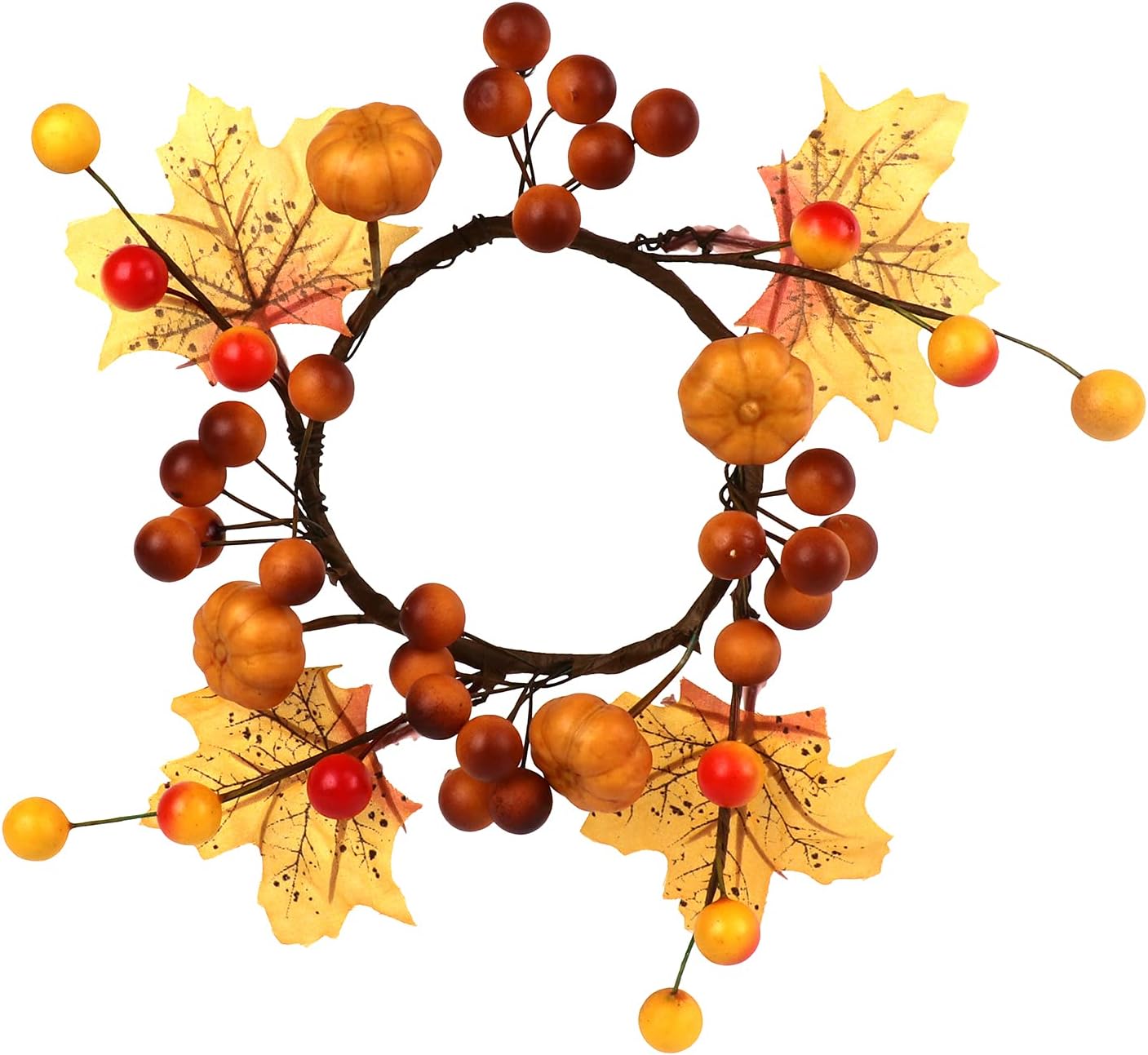 UIYIHIF Fall Candle Rings, Fall Berry & Maple Leaf Pumpkin
