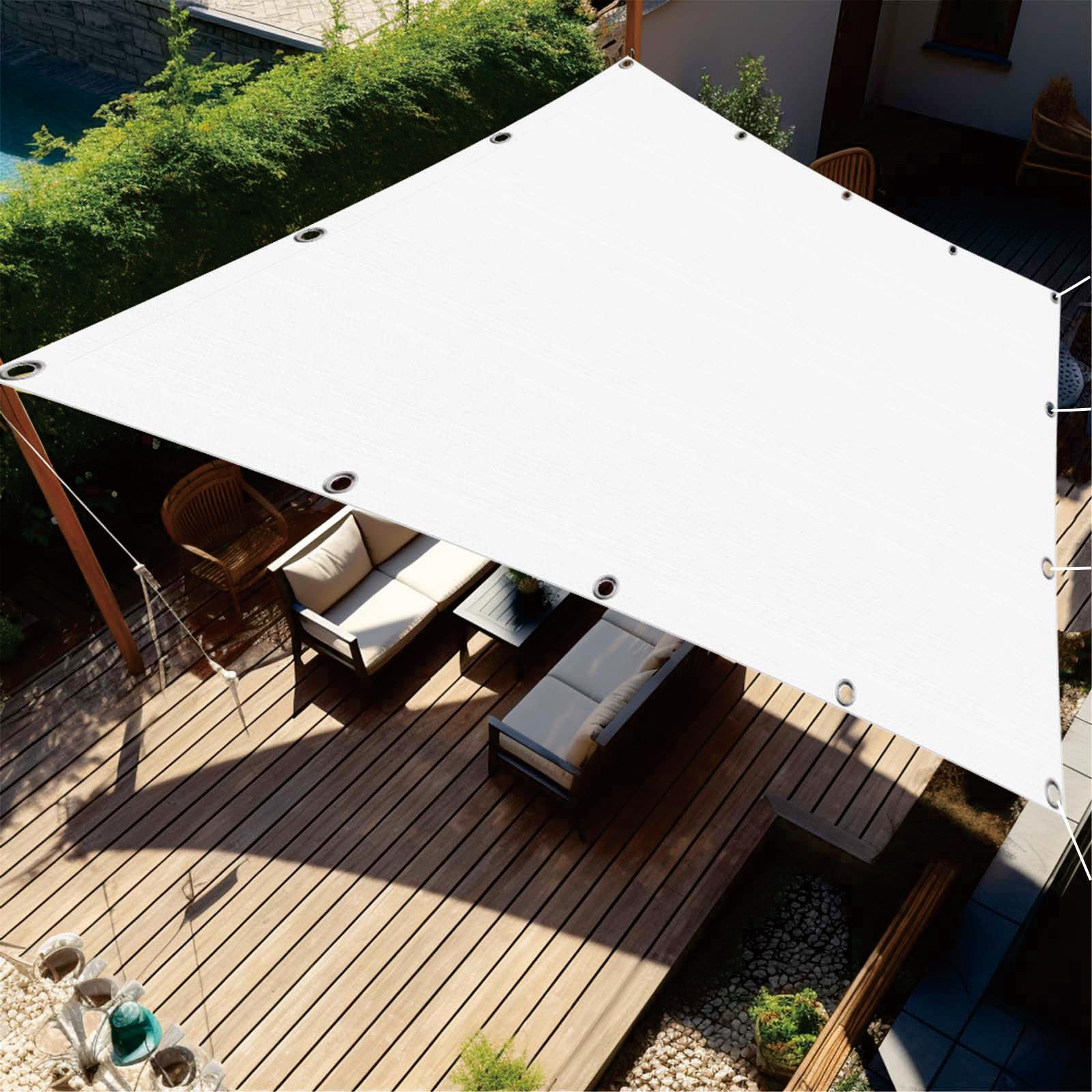 Voiles d'ombrage imperméable et anti-UV blanche 7x9m pour protéger votre patio du soleil