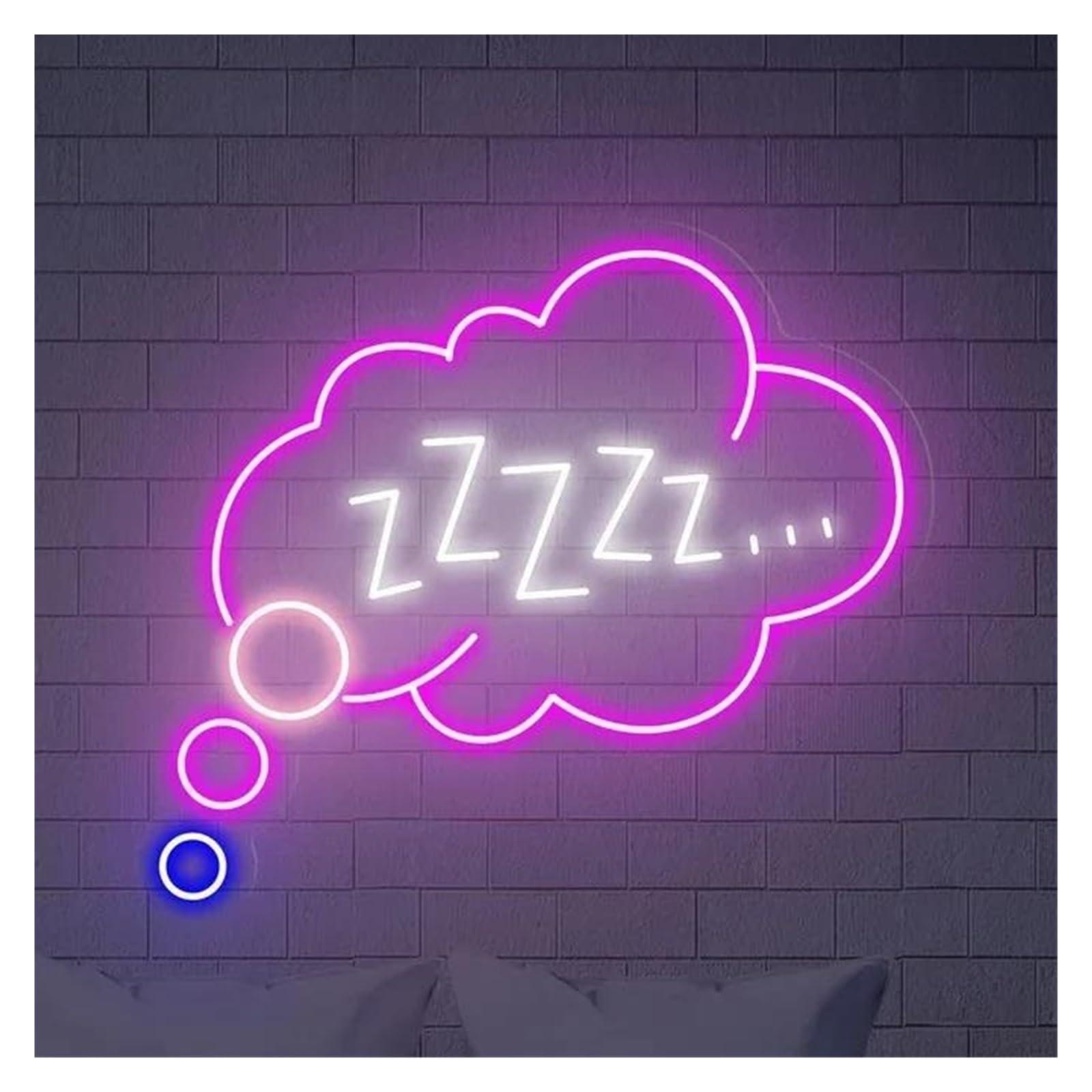 Shouxi C Sign Lamp Goodnight Sleeping Zzzz Neon Sign Usb Powered Dimmable Kid's Room Aestheti Wall Window Mount Indoor Decor 38Cm