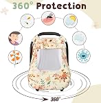 TANOFAR Windproof Baby Car Seat Cover, 3D Mink Dot Infant Car Seat Canopy with Breathable Mesh Window, Baby Carrier Cover for All Seasons, Easy Access Carseat Carrie Snug Fit Stroller, Autumn