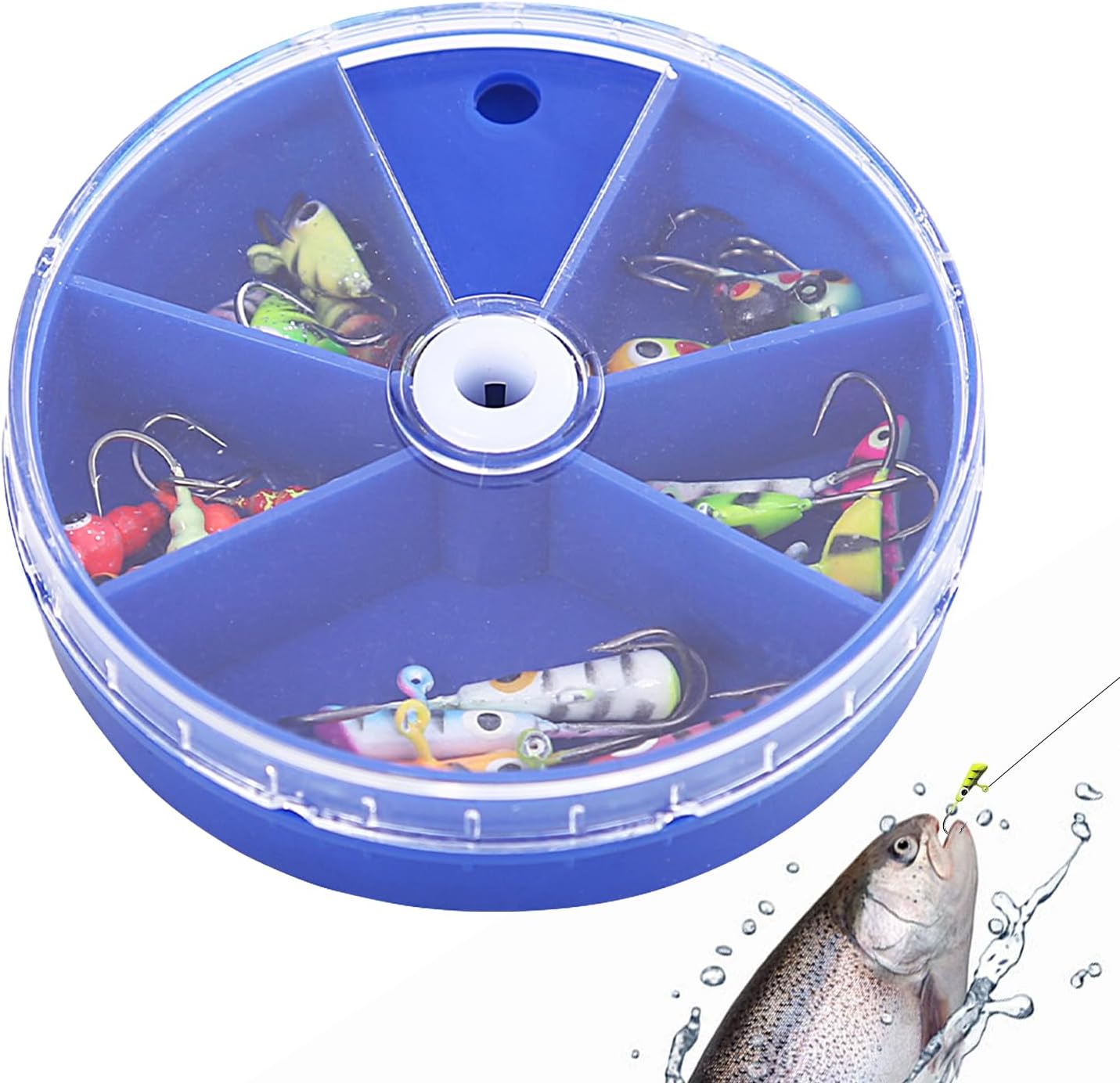 25 Pieces Fluorescent Portable Jig Heads Kit | Set of Jigs for Ice and Swimming Bait - for Trout Crappie Boat Lake River Night Ice Men dor