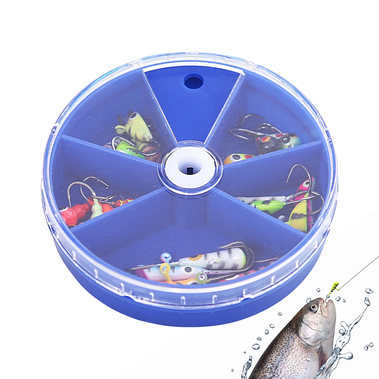 25 Pieces Fluorescent Portable Jig Heads Kit | Set of Jigs for Ice and Swimming Bait - for Trout Crappie Boat Lake River Night Ice Men dor