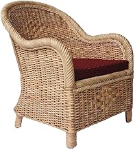 Cane Weaving Chair (Brown) with Cushion | Kursi for Adult | Chairs for Home, Dining Room, Bedroom, Kitchen, Living Room, Office & Garden