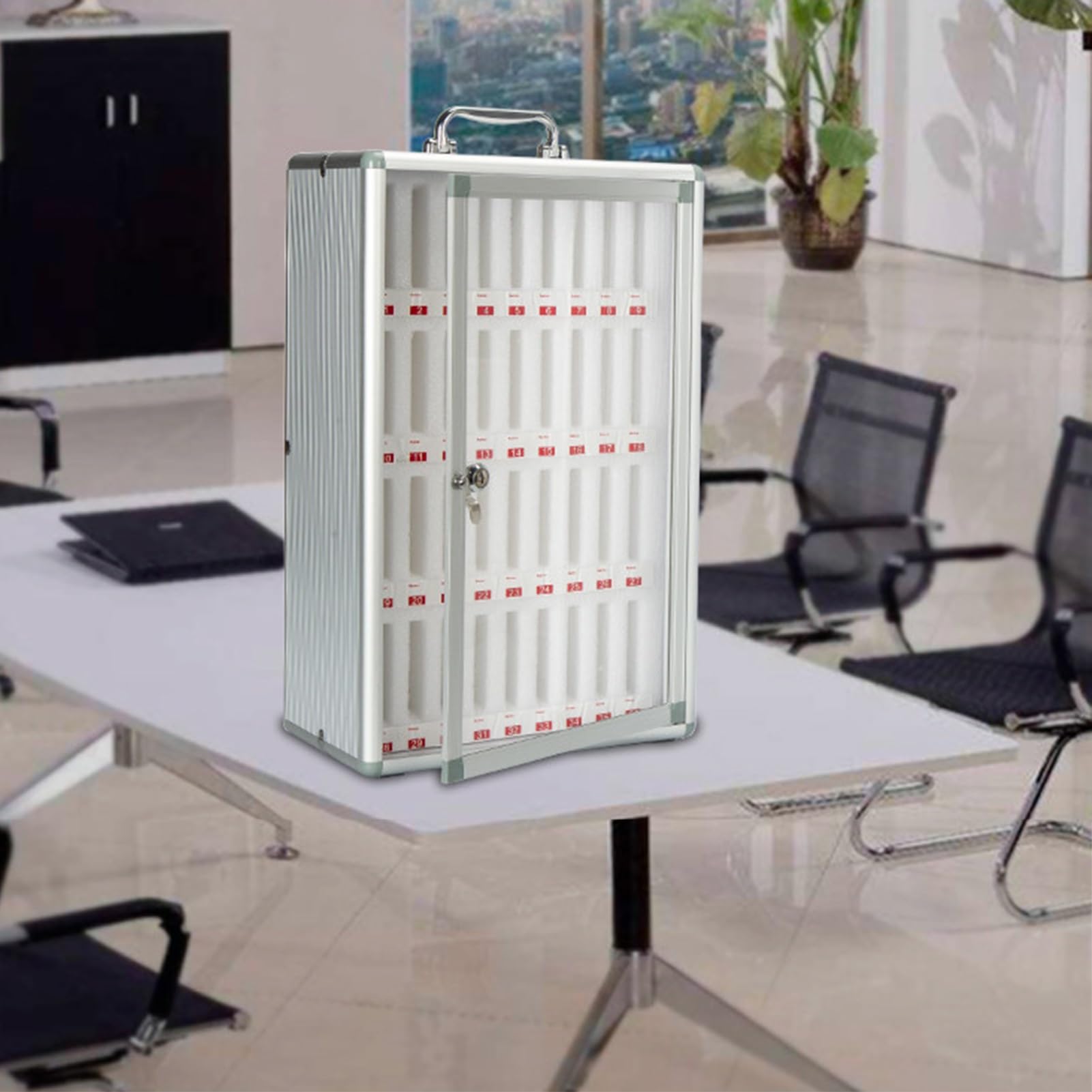 Handy-Aufbewahrungsbox Zur Wandmontage Rahmen Aus Aluminiumlegierung Schließfach Für Büro Und Schule(36bits)