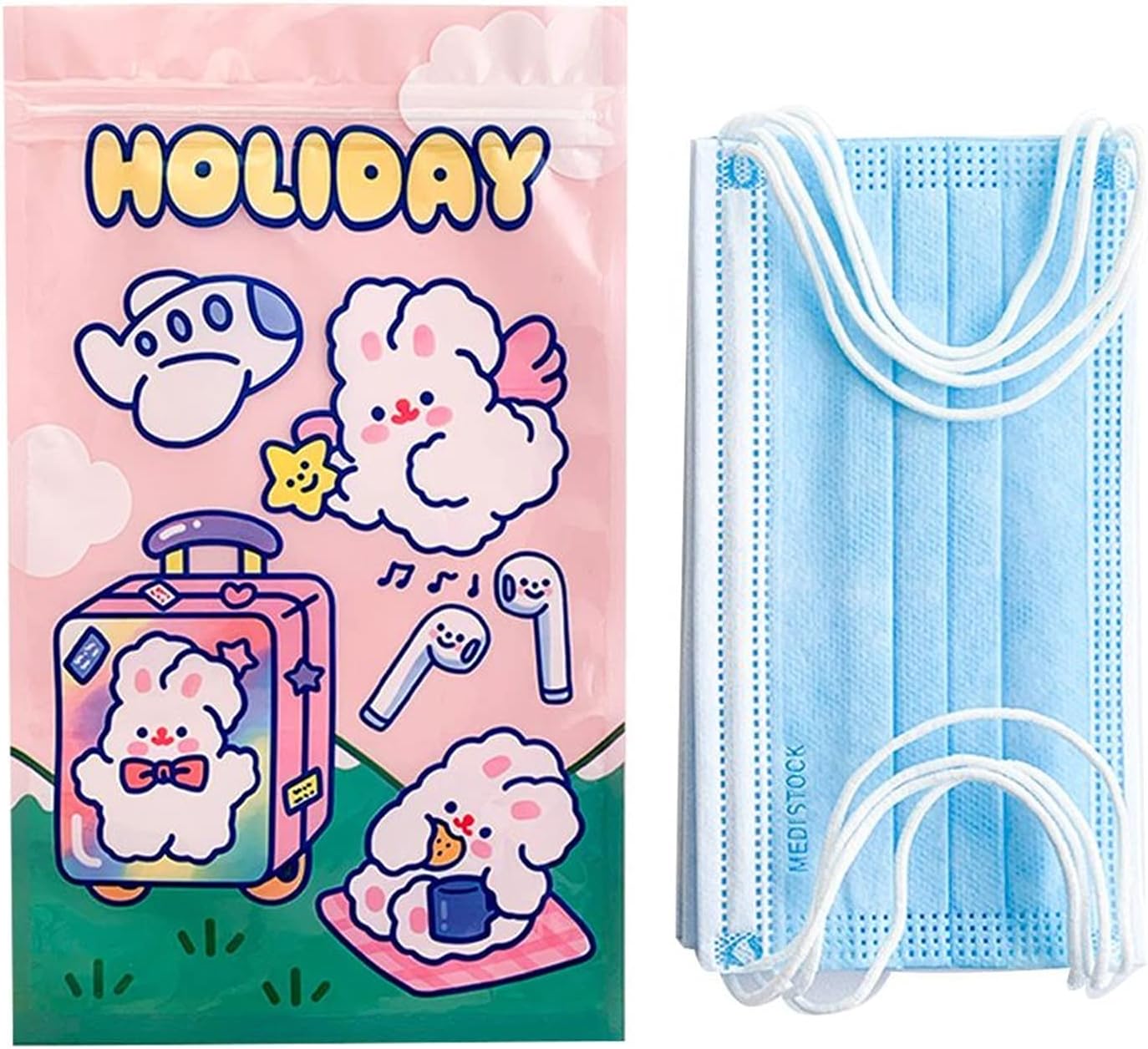 4ピースのウサギ印刷使い捨てマスク収納箱漫画携帯用ポリ塩化ビニールマスク 4ピースのウサギ印刷使い捨てマスク収納箱漫画携帯用ポリ塩化ビニールマスク