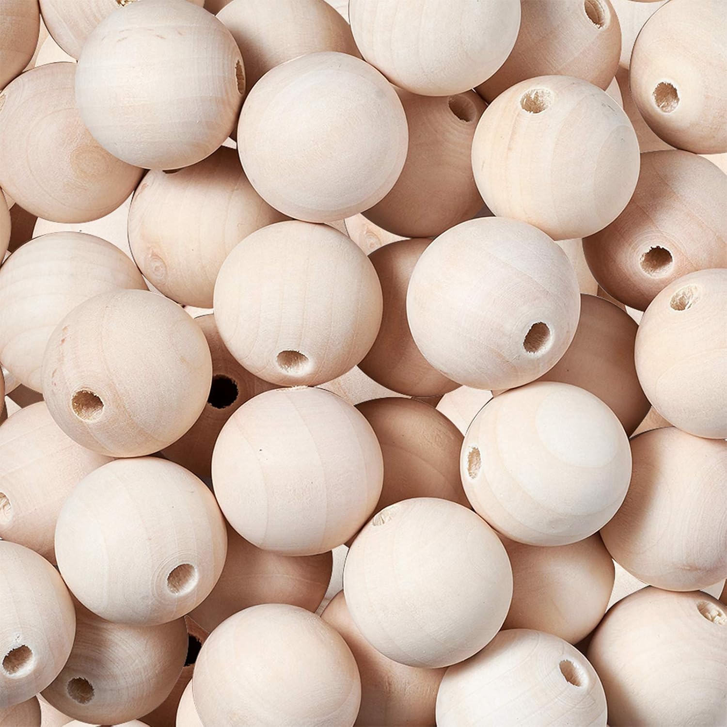 Craftdady 50Pcs 40mm Natural Wood Beads Unfinished Round Wood Loose Beads Large Hole Wooden Ball Spacer Beads for Jewelry Craft Making Home Party Decor Hole: 7mm - Image 2