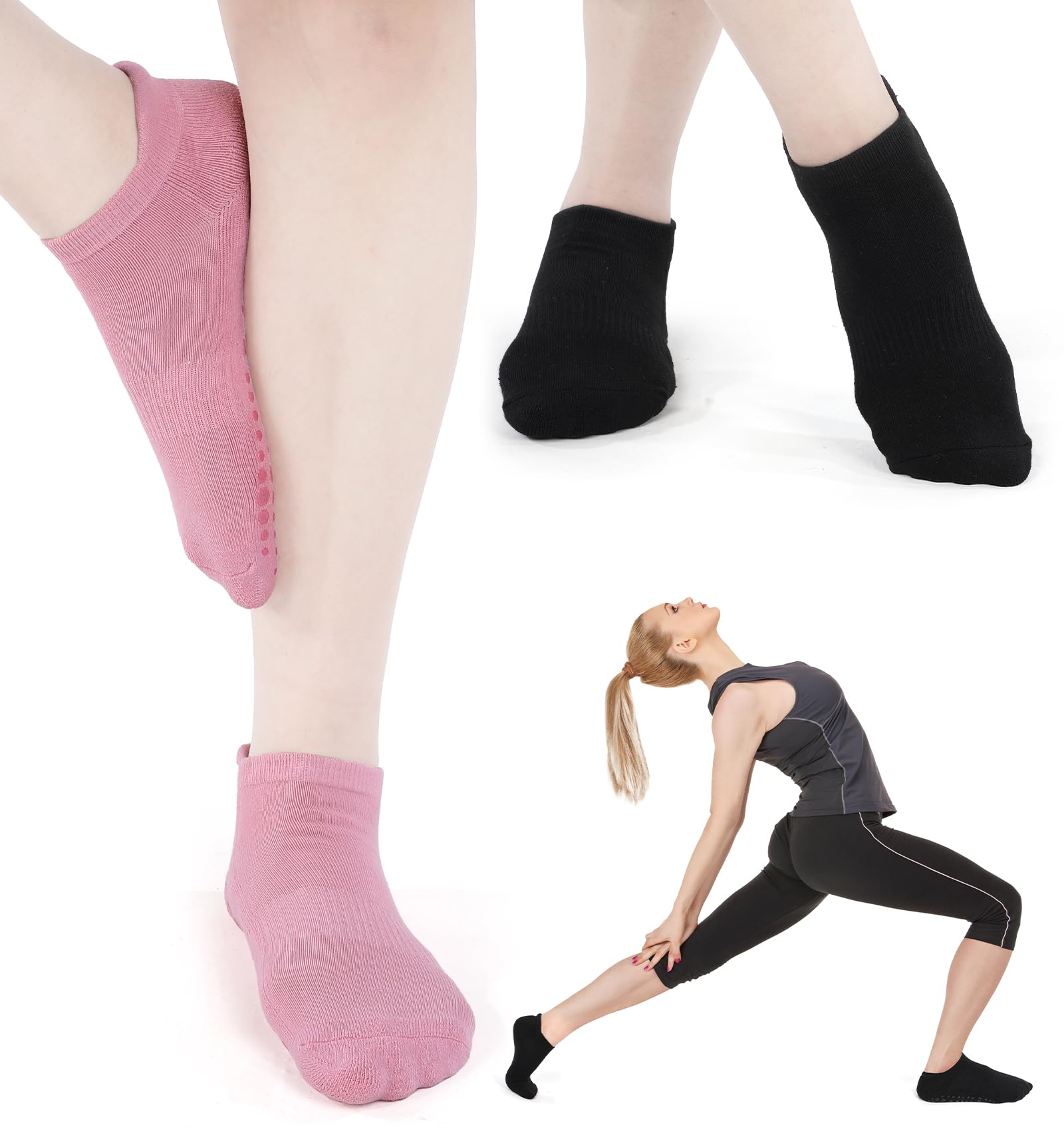 3 pary skarpet do pilatesu, jogi i fitnessu, antypoślizgowe, z wypustkami, oddychające, damskie, 34-40
