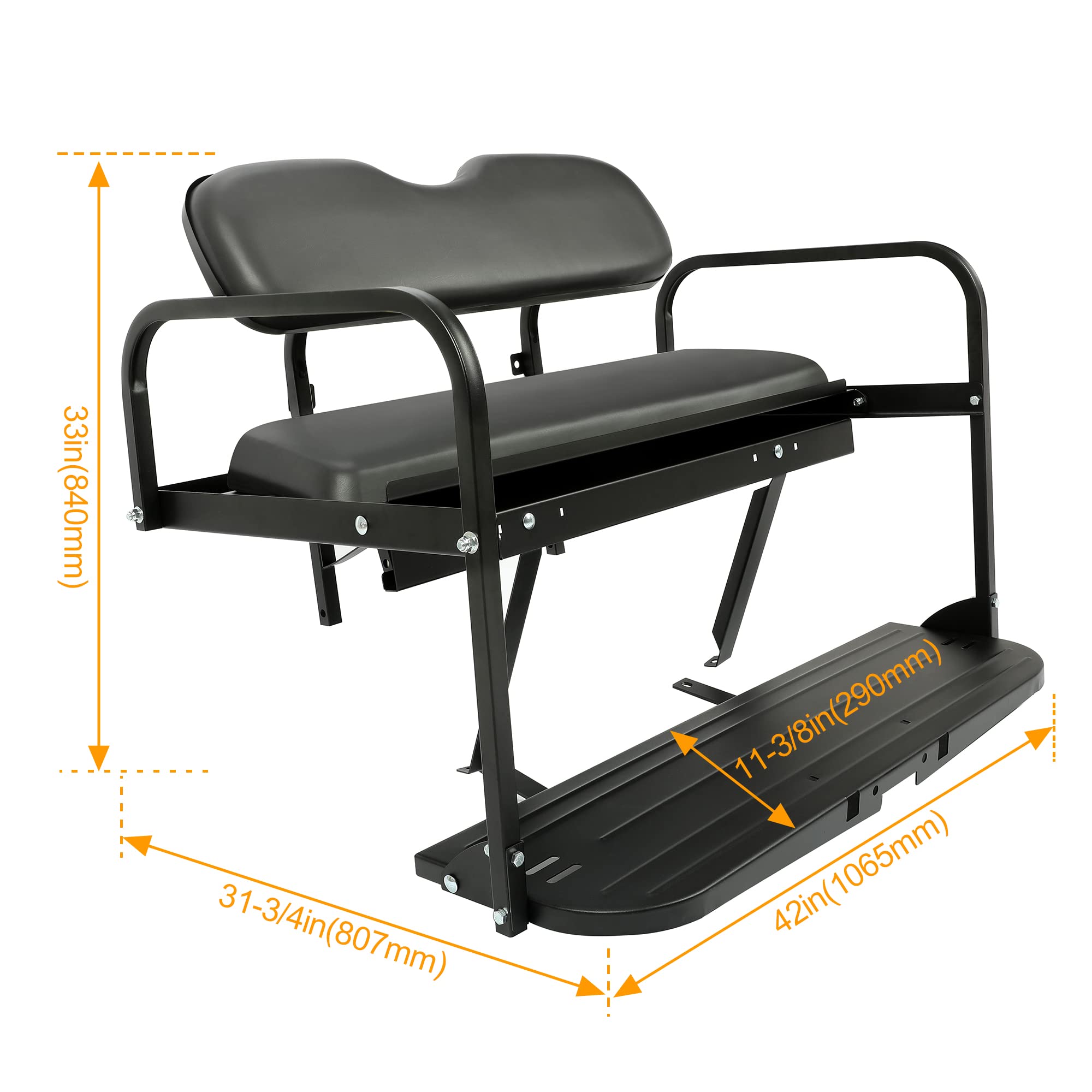 HECASA Rear Seat Flip Back Seat Compatible with 2007-2016 Yamaha Drive G29 Flip Folding Rear Back Seat Kit - Black