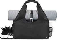 sportsnew Yoga Gym Bag for Women: Shoes Compartment, Wet/Dry Pockets, Adjustable Mat Holder - Patent Pending Duffel