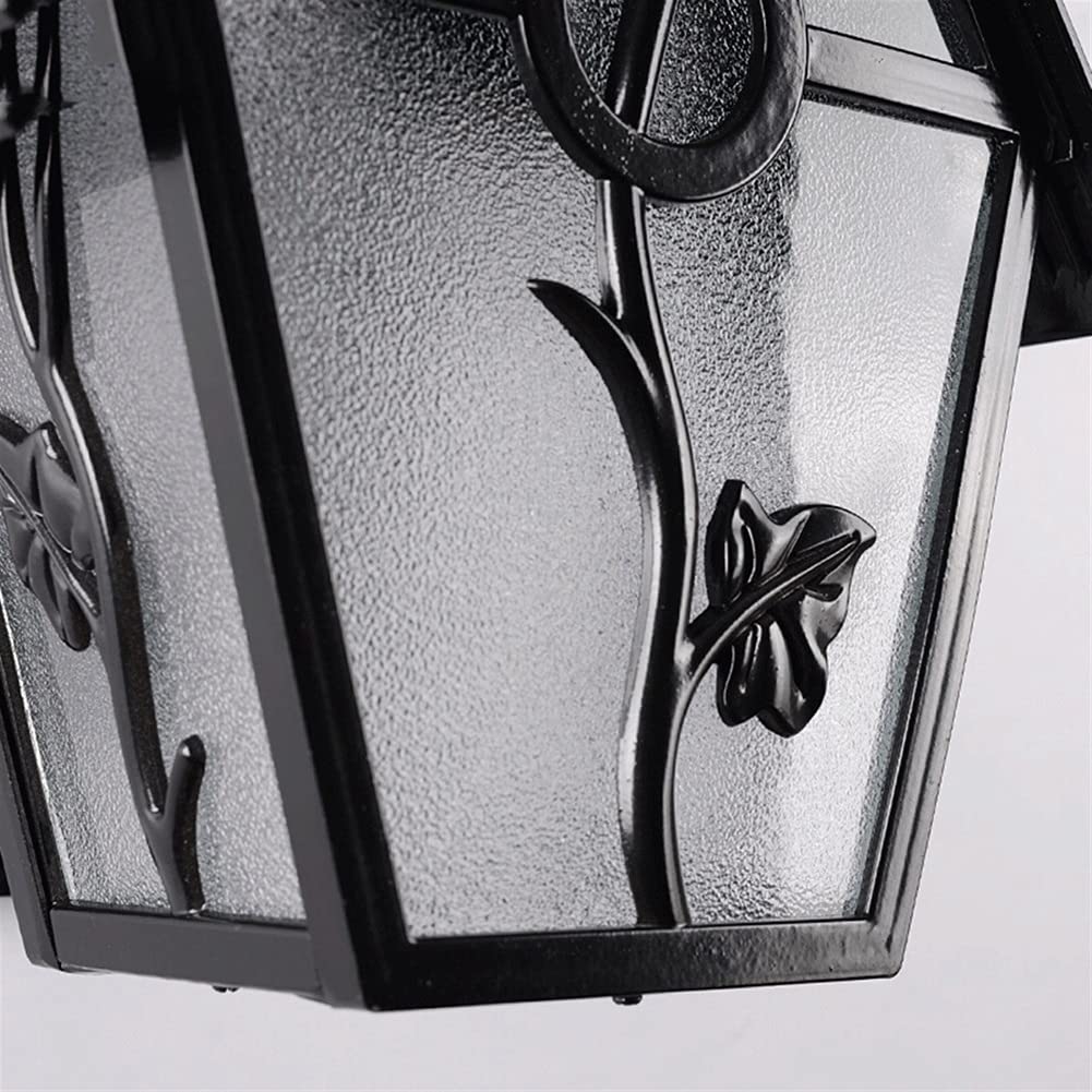 Applique Murale extérieure étanche boîtier en Aluminium Abat-Jour en Verre dépoli Finition Noire E27 Support Mural lumière décoration de Jardin pour Poteau de Porte (