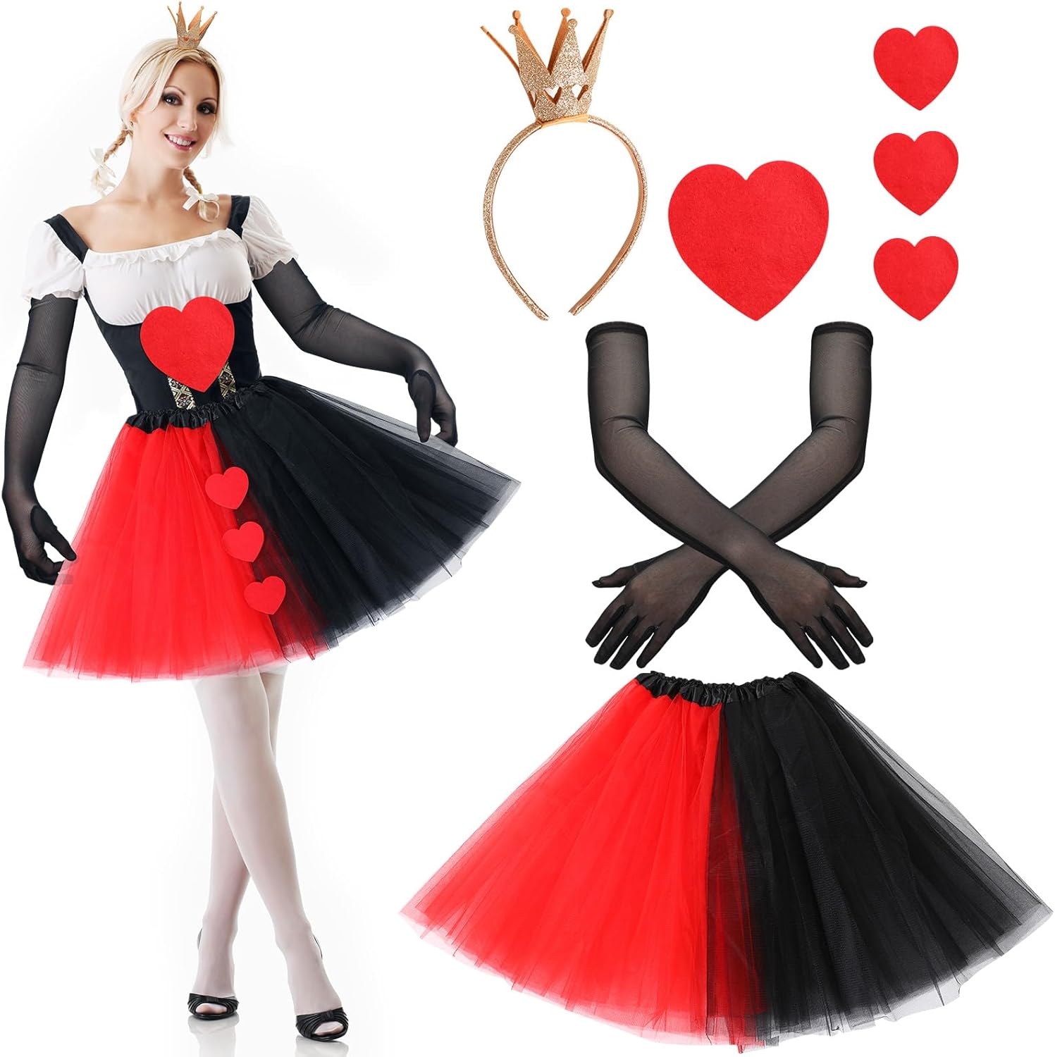 Xtinmee Women's Queen Costume Red and Black Tutu Skirts