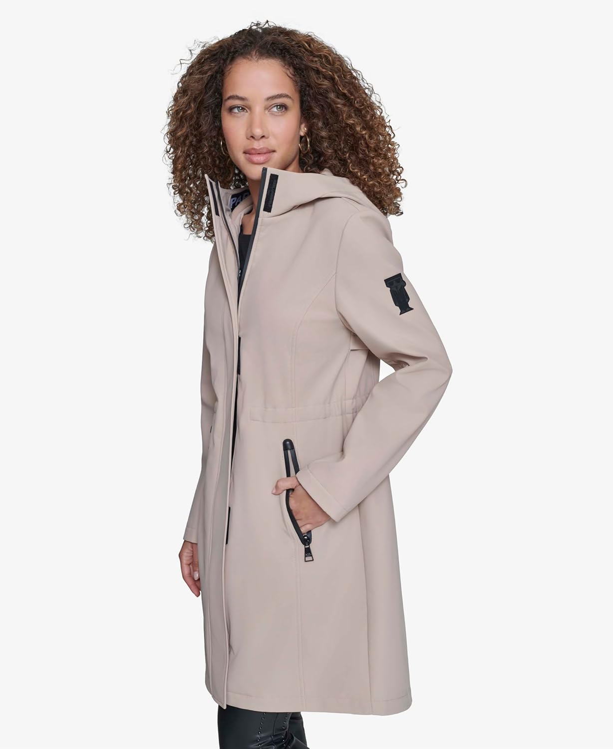 KARL LAGERFELD womens Bonded Tech Rain Wear Anorak - Image 3