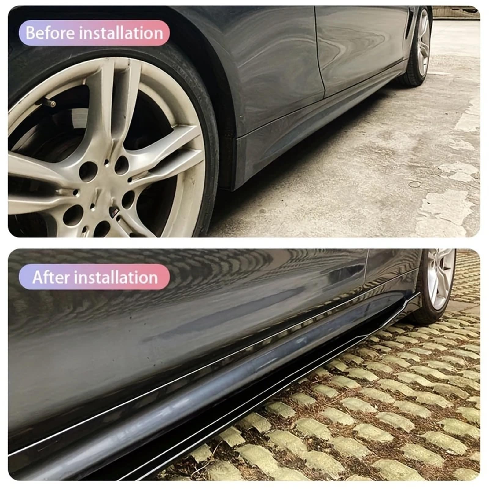 Aufsatz Seitenschweller Universelle 86,6-Zoll-Seitenschweller-Rocker-Panel-Erweiterungen Auto-Seitenschweller