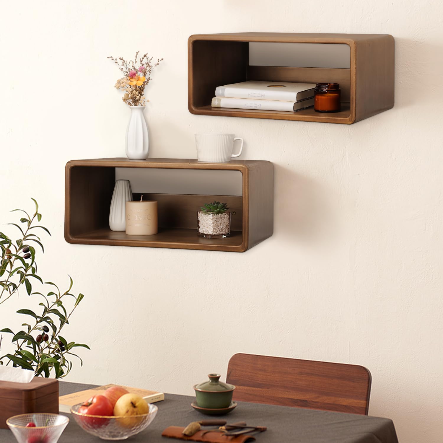 Mesita de noche flotante, estante de noche montado en la pared, muebles de dormitorio hechos a mano, mesa de noche flotante de madera de pino, estilo minimalista y único, 18 x 10 x 7.5 6