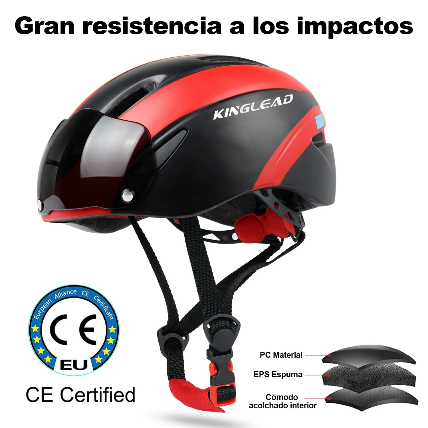 KINGLEAD Casco Bici Hombre Mujer, Casco MTB Adulto con Visera Magnética Extraíble UV400, Ultraligero, Transpirable y Ajustable para Ciclismo, Montaña, Carretera y Patinete