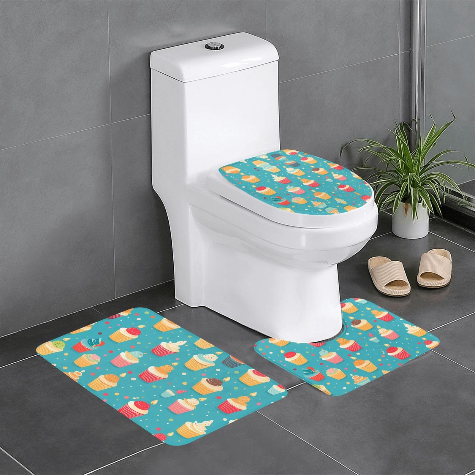 Tapis de salle de bain cupcake pour égayer la coiffeuse et les toilettes des enfants