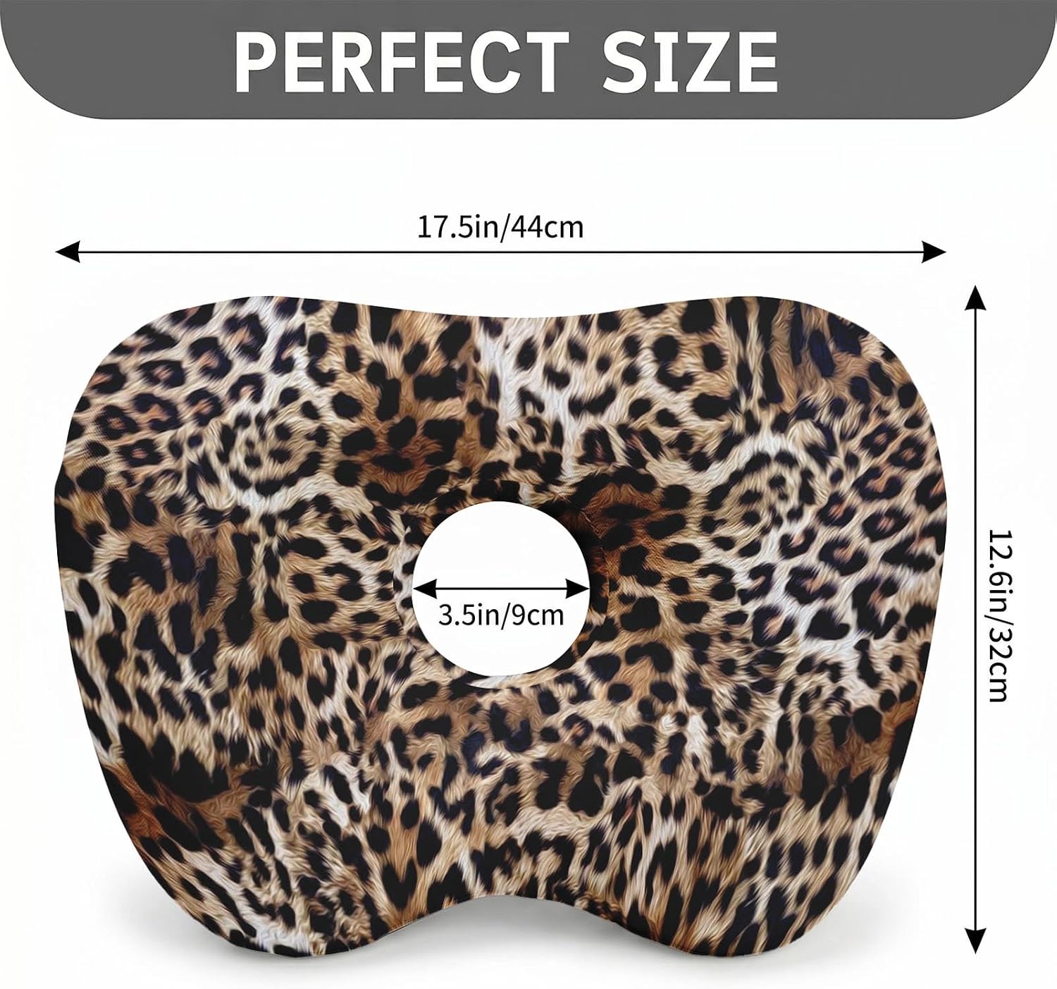 Sanwarm Ear Piercing Pillow for Side Sleepers, Ear Pillow with Hole Adjustable Design for Ear Pressure Comfort Cotton Cover Polyester Filling 17.3 x 12.6 in, Leopard Print