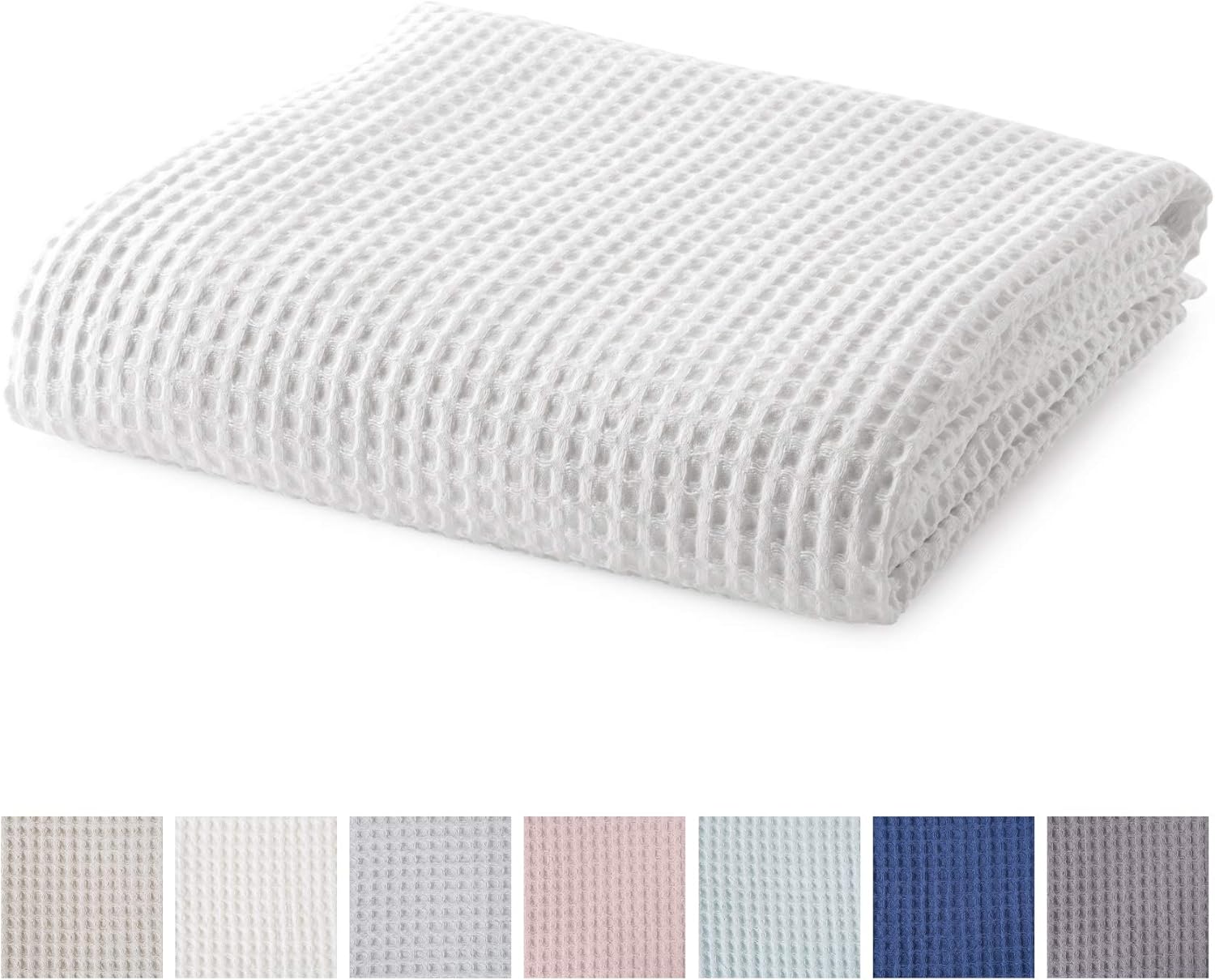 100% Cotton Waffle Weave Thermal Blanket. Super Soft Season Layering. Mikala Collection (Full/Queen, White) : Home & Kitchen