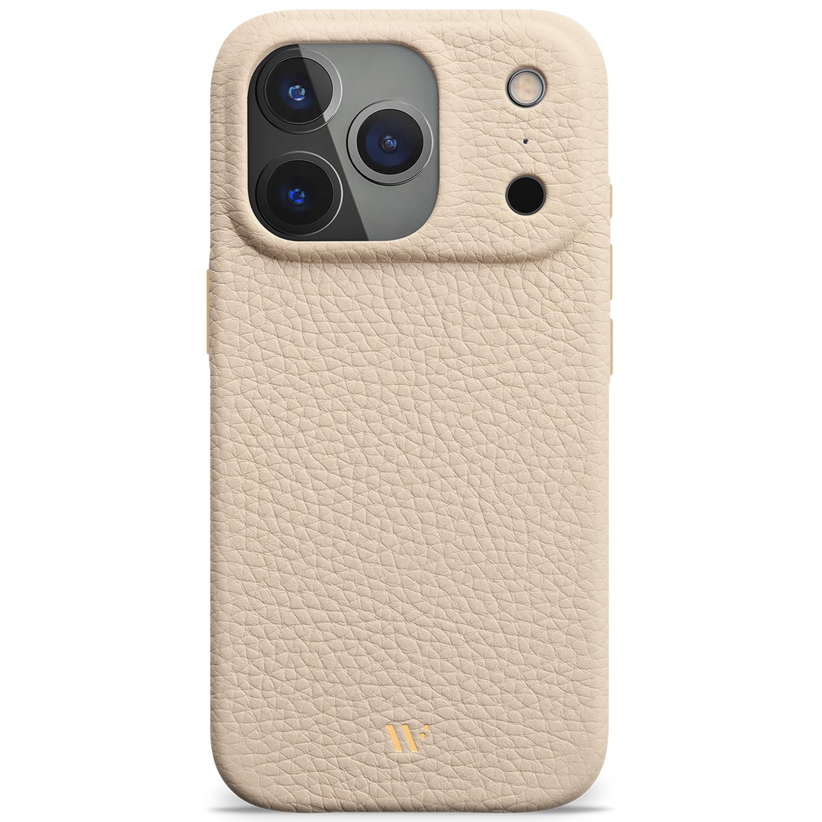 WIIUKA Funda para iPhone 17 Pro, piel de Alemania, funda de piel extra fina, funda premium para teléfono móvil, funda Qi, skiin, beige crema