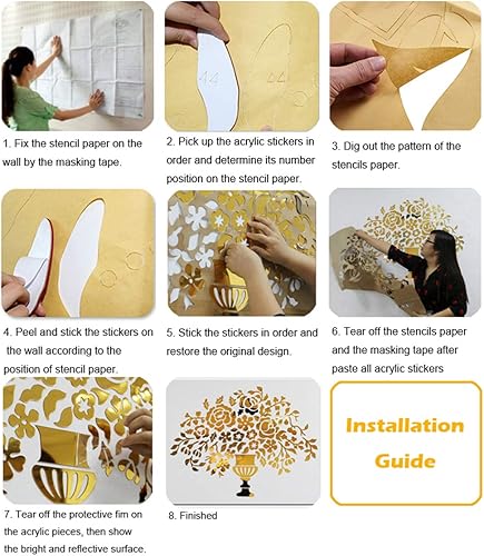 Miniatura 6 de Vaabee Decoración de pared de árbol genealógico 3D calcomanías de espejo para bricolaje marco de fotos collage para decoración del hogar sala de