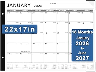 デスクカレンダー 2026、KOPEESY 22インチ x 17インチ 大型卓上カレンダー 18口 2026年1月から2027年6月まで メモと厚紙付き卓上カレンダー 自宅、オフィス、学校用