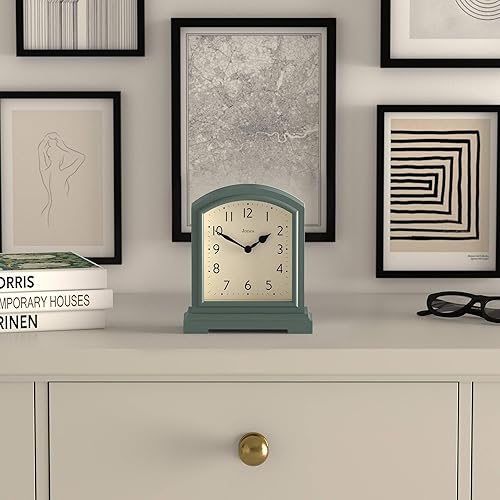Miniatura 3 de JONES CLOCKS Tavern - Reloj de repisa  Diseño moderno de arco superior  Verde espárragos  Estilo clásico contemporáneo para escritorio, mesa,