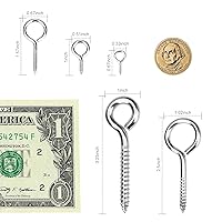 Vista 5 de Aovchei Tornillos de Ojo, 8 Piezas de 3.25 Pulgadas de Largo, Ganchos de Tornillo de Acero Inoxidable 304 de Servicio Pesado, Pernos de Ojal