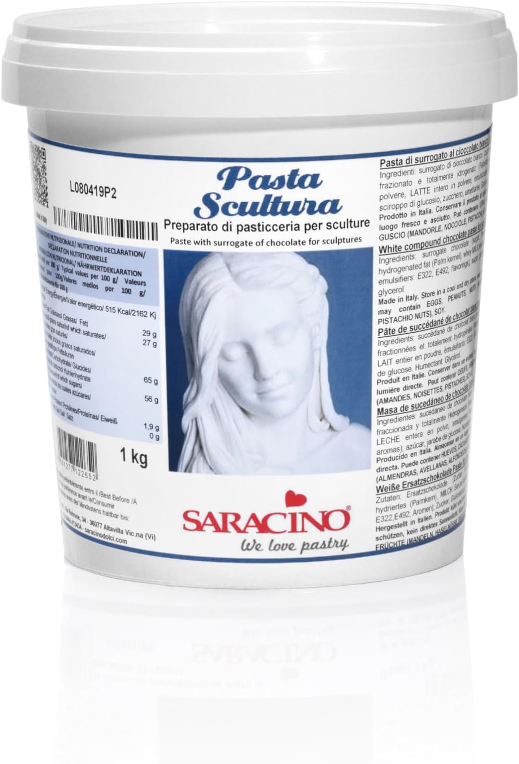 Saracino Sculpting Paste for Decorations and Sculptures - Alternative to Chocolate Paste - 1 Kg Made in Italy