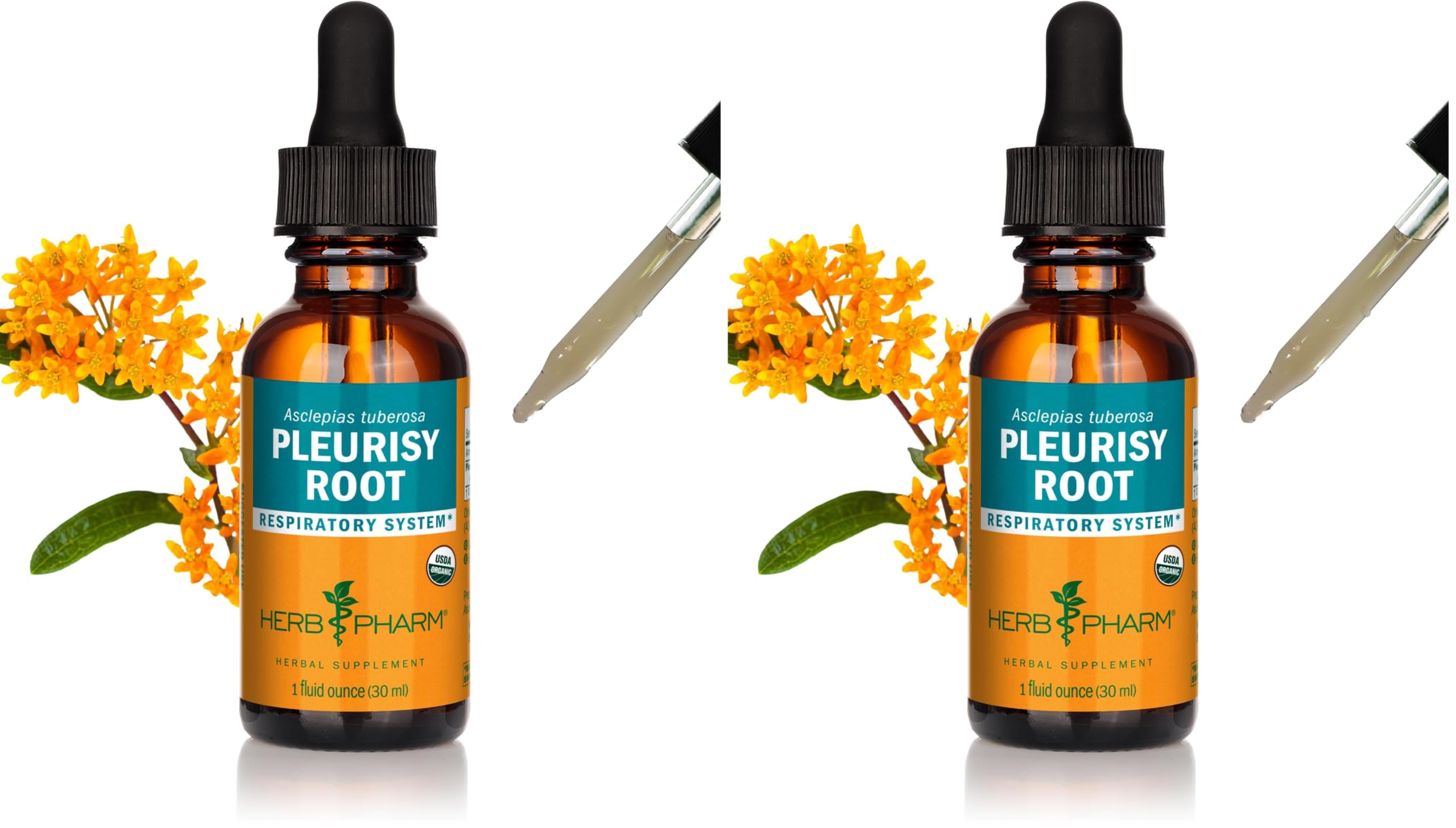 Certified Organic Pleurisy Root Liquid Extract for Respiratory System Support 1 Fl Oz (Pack of 2)