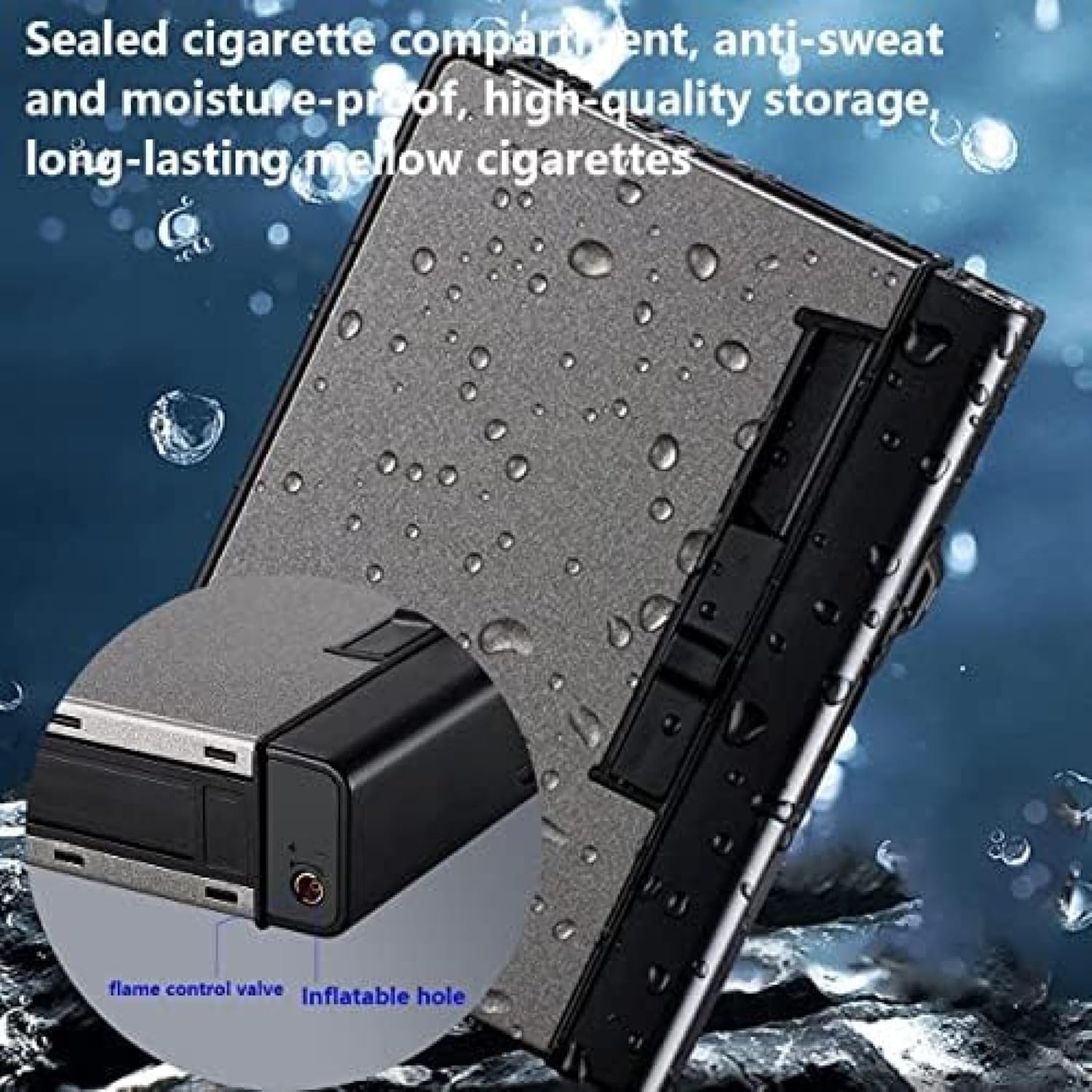 Portasigarette 2 in 1 con Accendino A Torcia A Getto, Confezione Completa da 20 Accendini Antivento E Antiumidità, Accendino A Gas per Sigarette da Campeggio All'aperto, Blue
