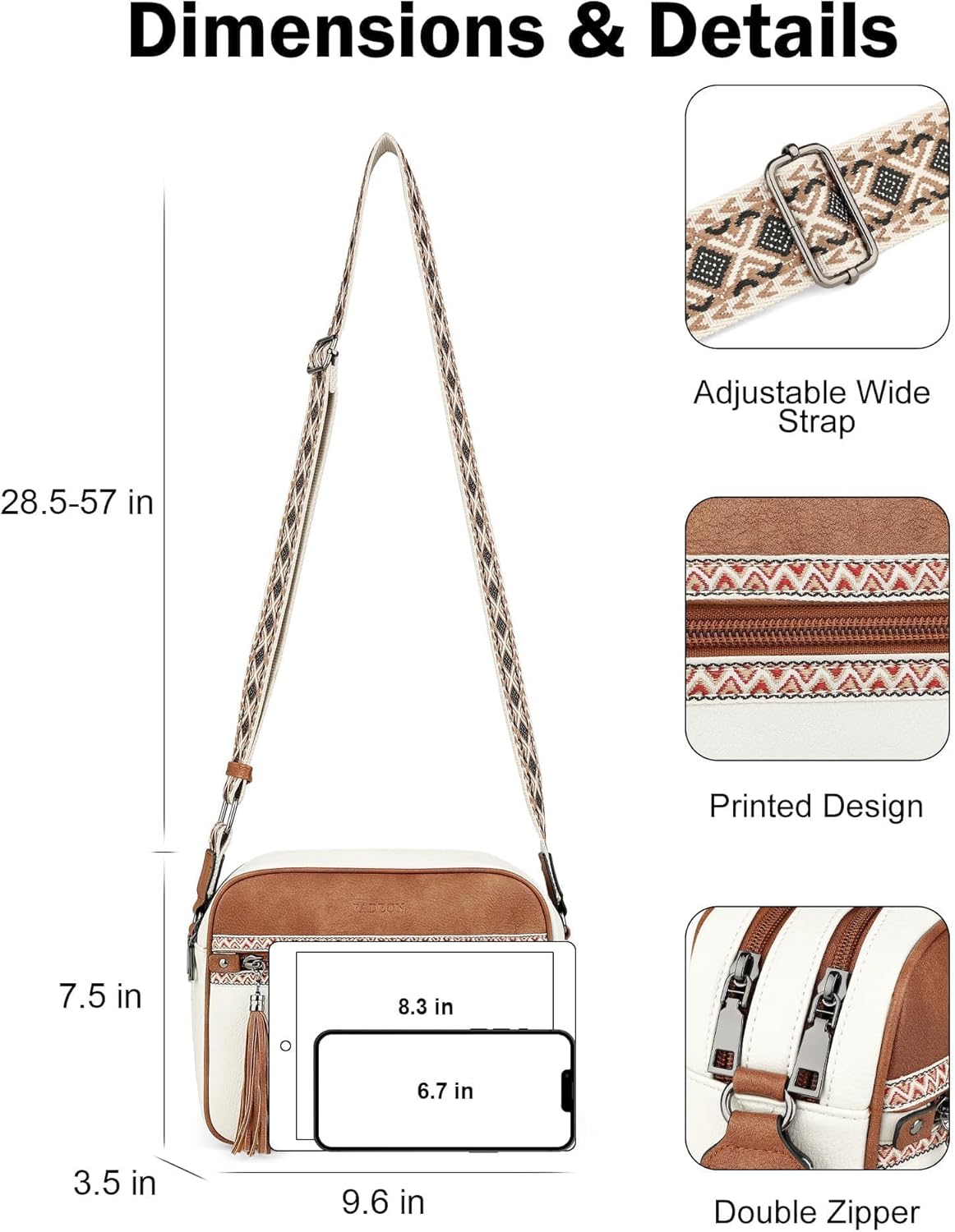 FADEON Crossbody Bags for Women Designer Vegan Leather Crossbody Purse Multi-pocket Medium Shoulder Bag with Card Slots - Image 4