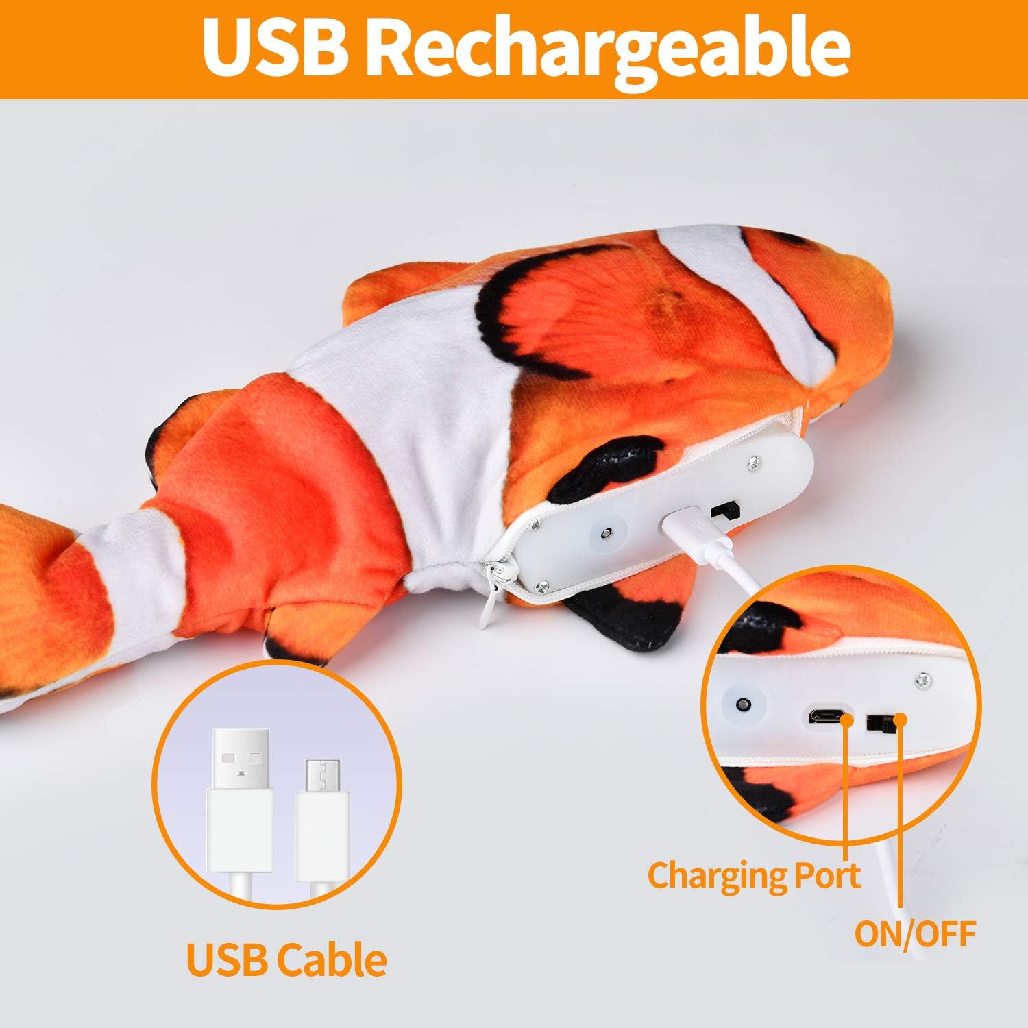 Electric Moving Fish Cat Toy, 2 Pack Floppy Fish Cat Toys Realistic Plush Simulation Electric Wagging Fish Cat Toy Catnip Kicker Toys Interactive Cat Toy, Fun Toy for Cat Exercise