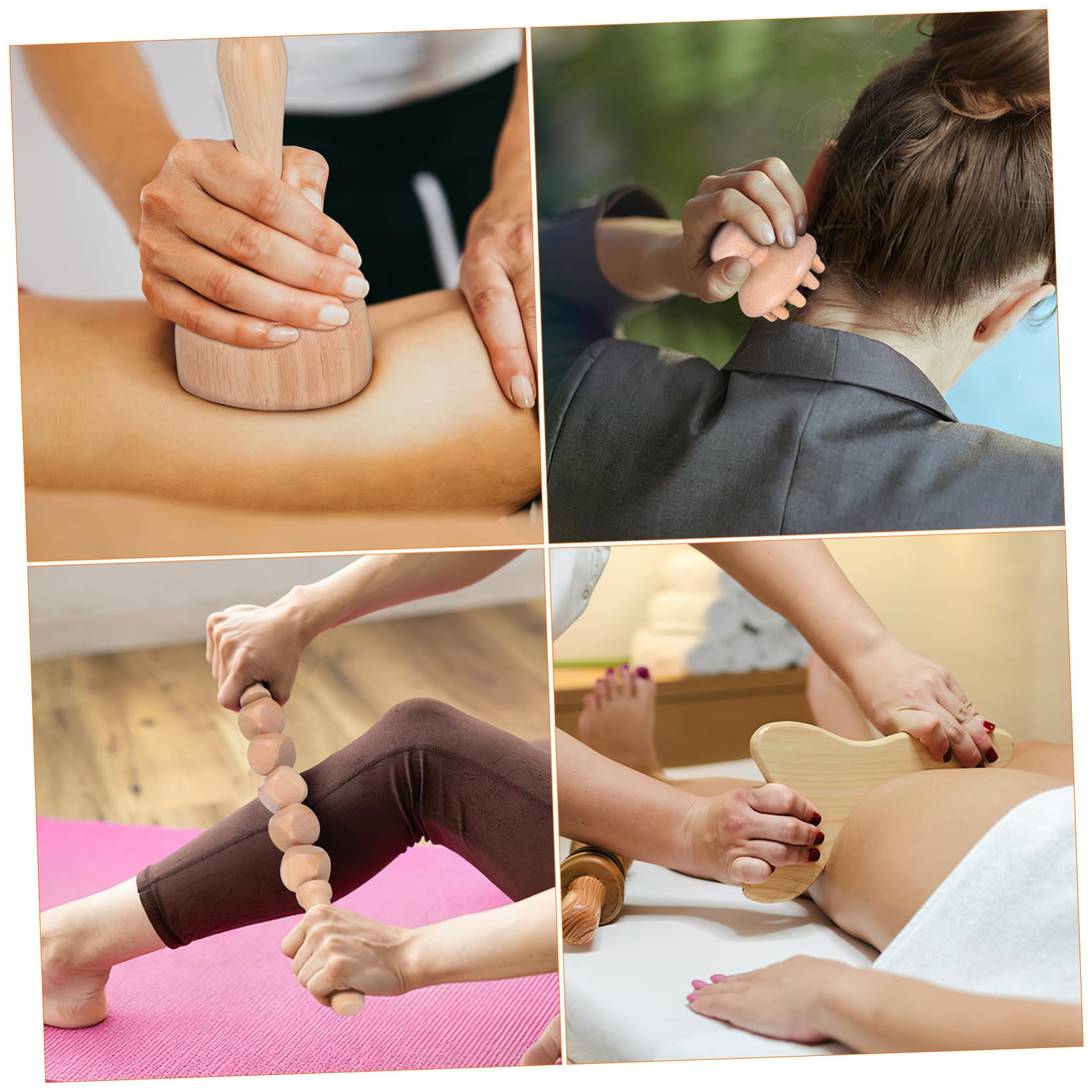 Healvian 6piezas De Masaje De Madera Para Relajación Copas y Rodillos De Masaje Para Aliviar La y La Circulación