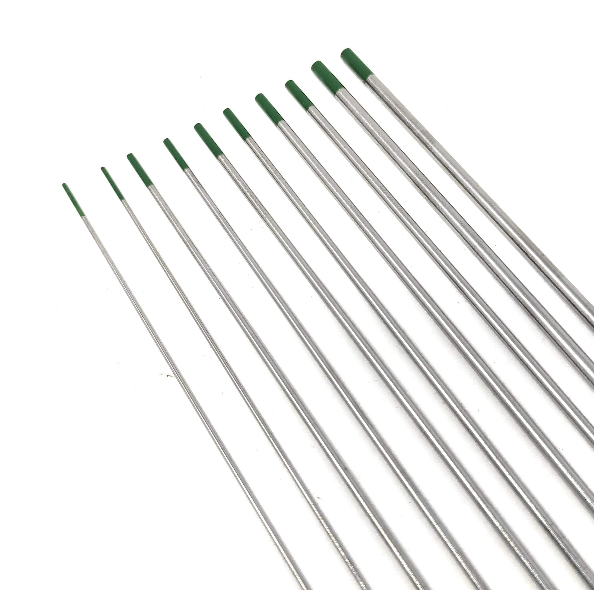 Soudage TIG ELCAN Tungstens Pure green WP professional, 1.0 1.6 2.0 2.4 3.2 mm Électrodes de soudage au chalumeau TIG, 10 unités - Dimensions: 1.0/1.6/2.0/2.4/3.2 x 175mm