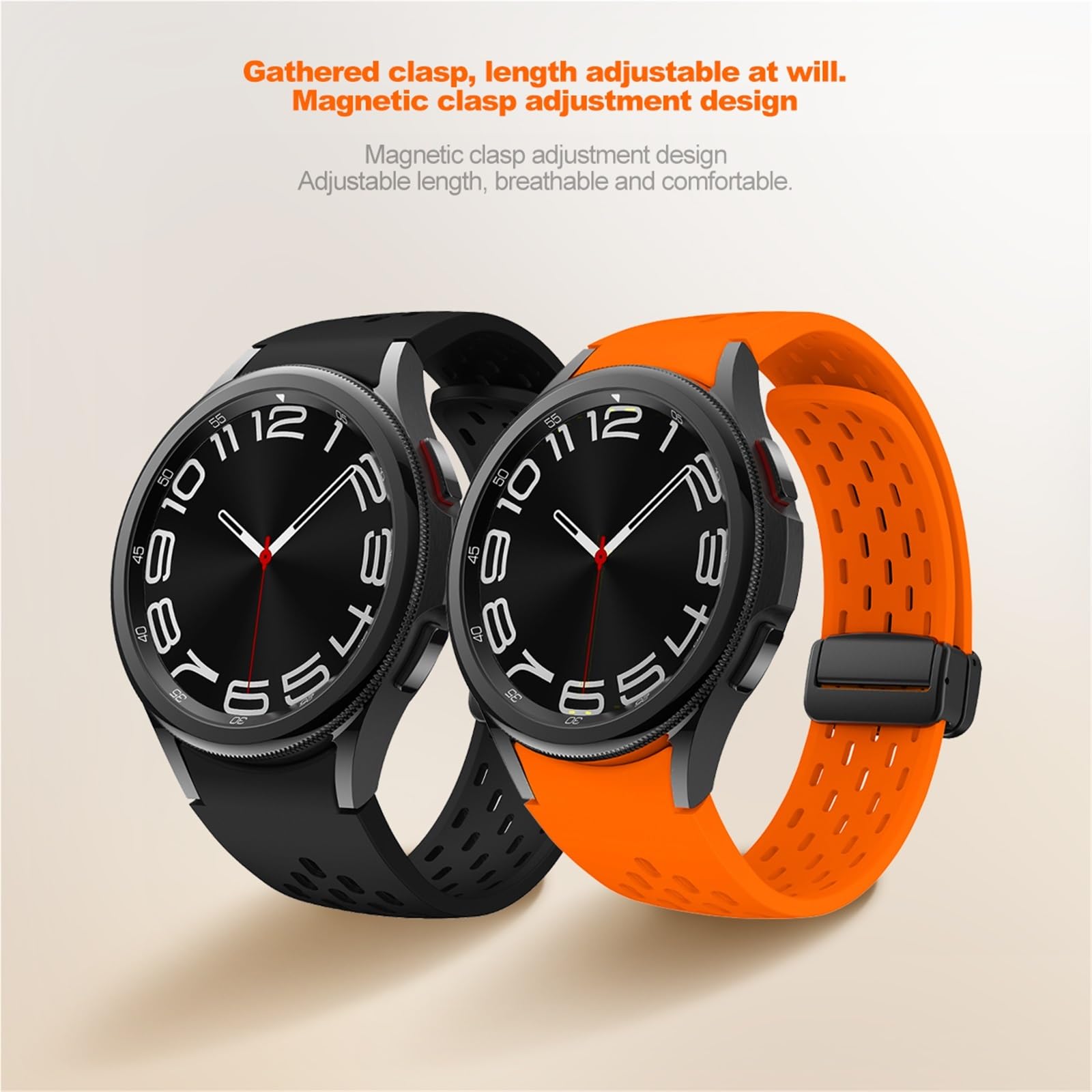 JDIME Cinturino in silicone per Samsung Galaxy Watch 7 6 5 4 40mm 44mm 5Pro 45mm cinturino con fibbia magnetica 6 Classic 43mm 47mm senza lacune cinturini per bracciale