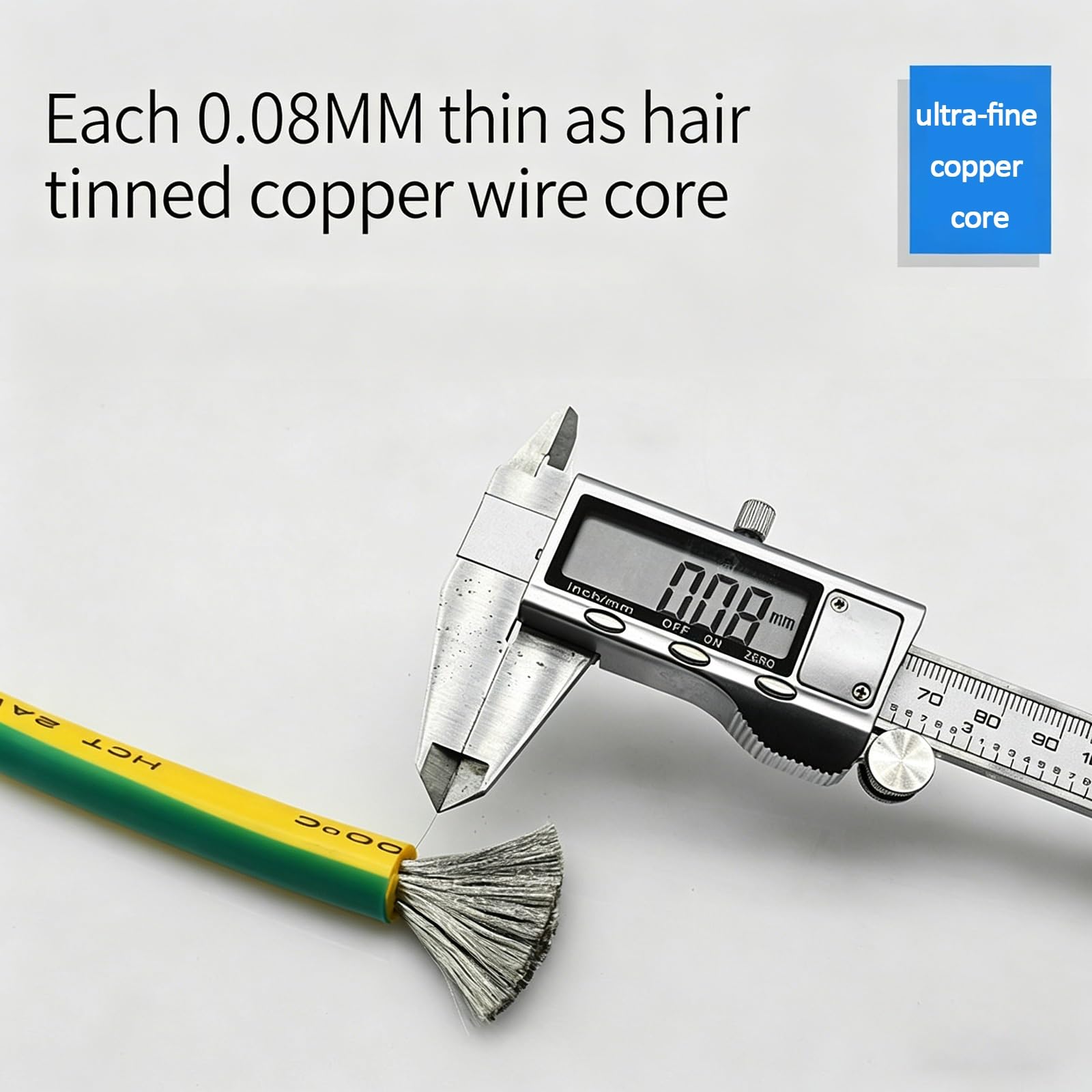 Cable De Tierra De Silicona 12/10/8/6/4/2 AWG Núcleo De Cobre Estañado 0.08mm Hilo Fino -60 A 200℃ Resistente Altas Y Bajas Temperaturas Cable Flexible(10AWG,320FT)